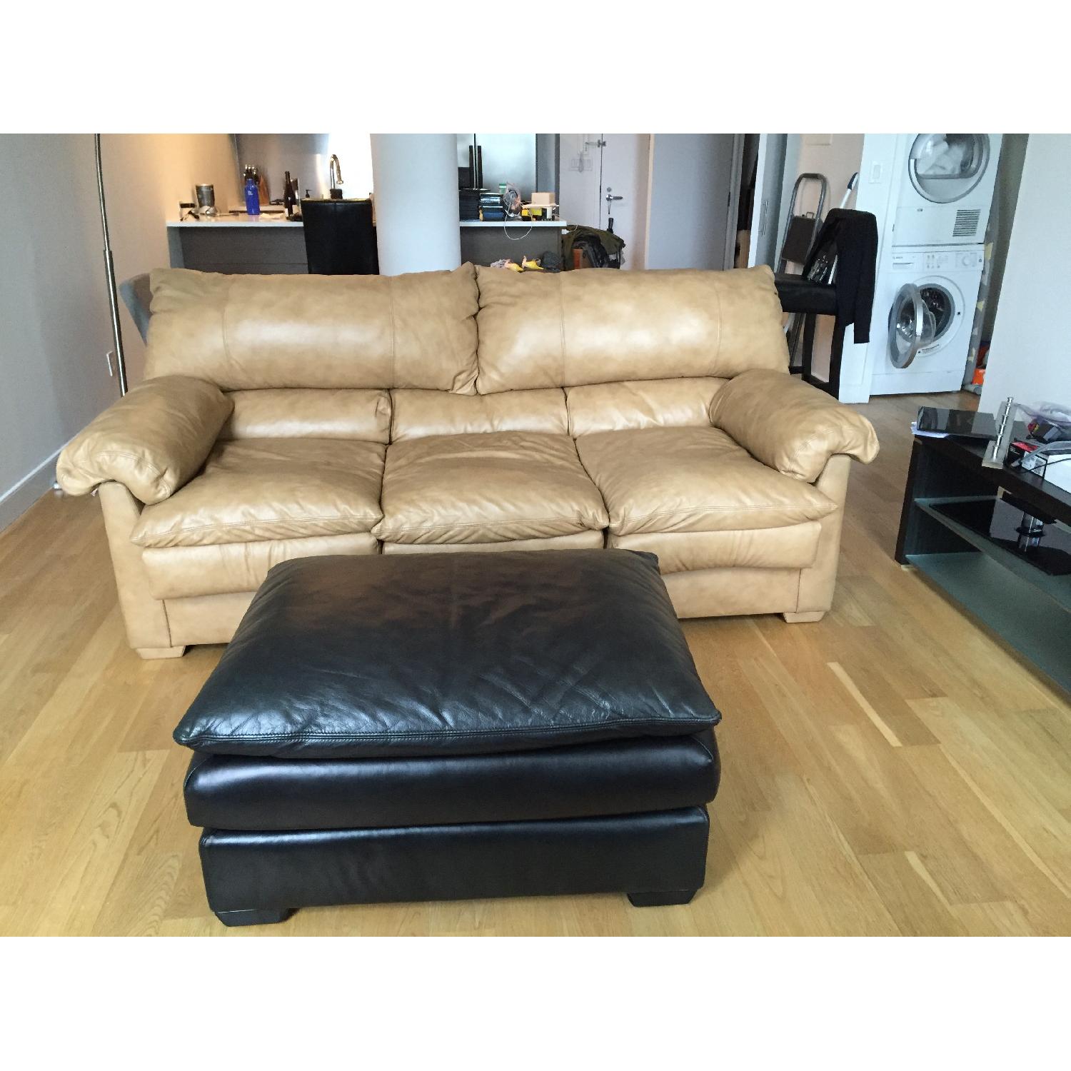 Arizona Leather Beige Leather Couch - image-2