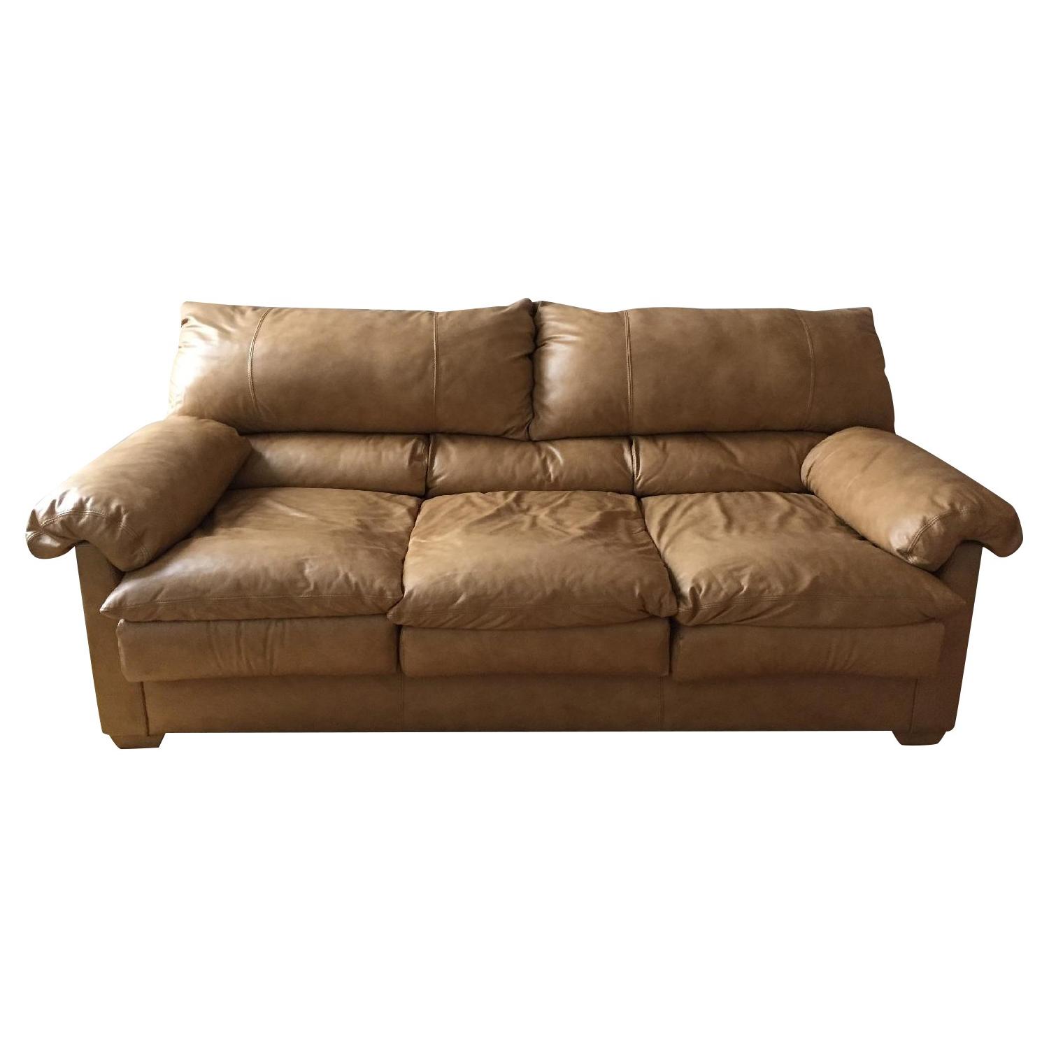 Arizona Leather Beige Leather Couch - image-0