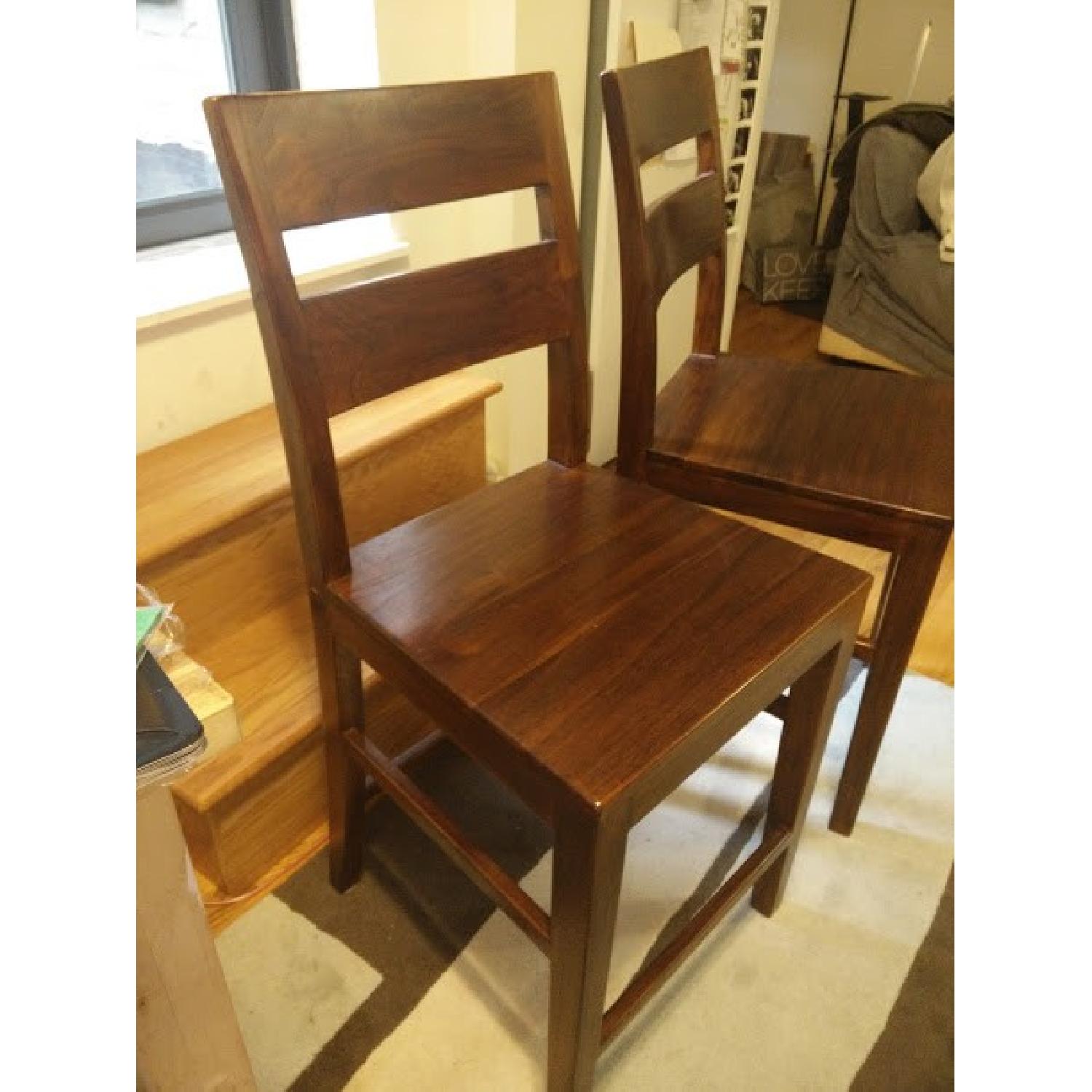 Crate & Barrel Basque Honey Counter Stools - Pair - image-6