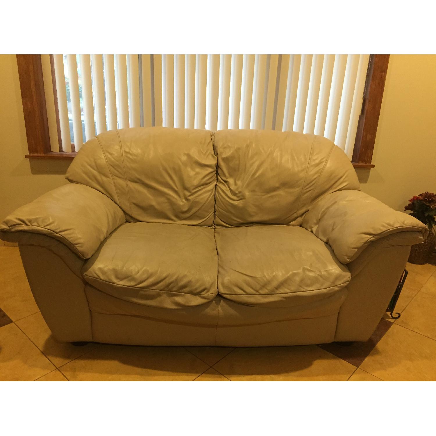 Natuzzi Leather Loveseat + Recliner - image-1
