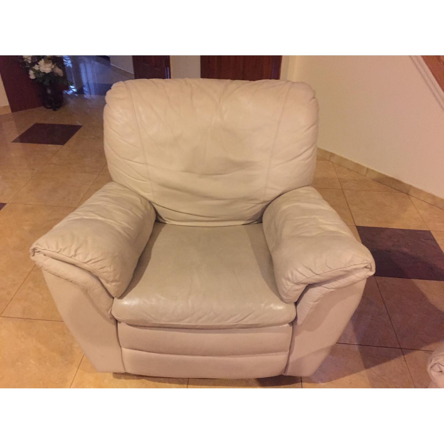 Natuzzi Leather Loveseat + Recliner - image-2