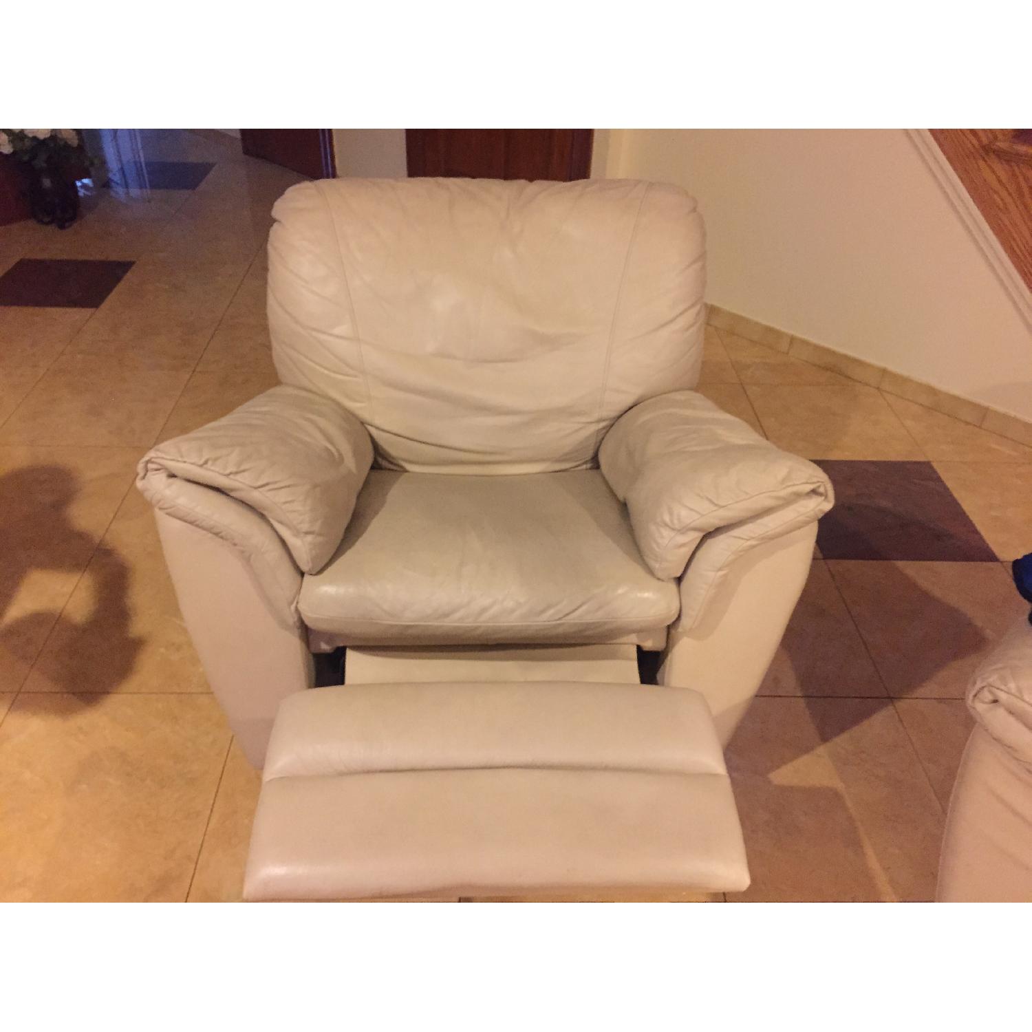 Natuzzi Leather Loveseat + Recliner - image-3