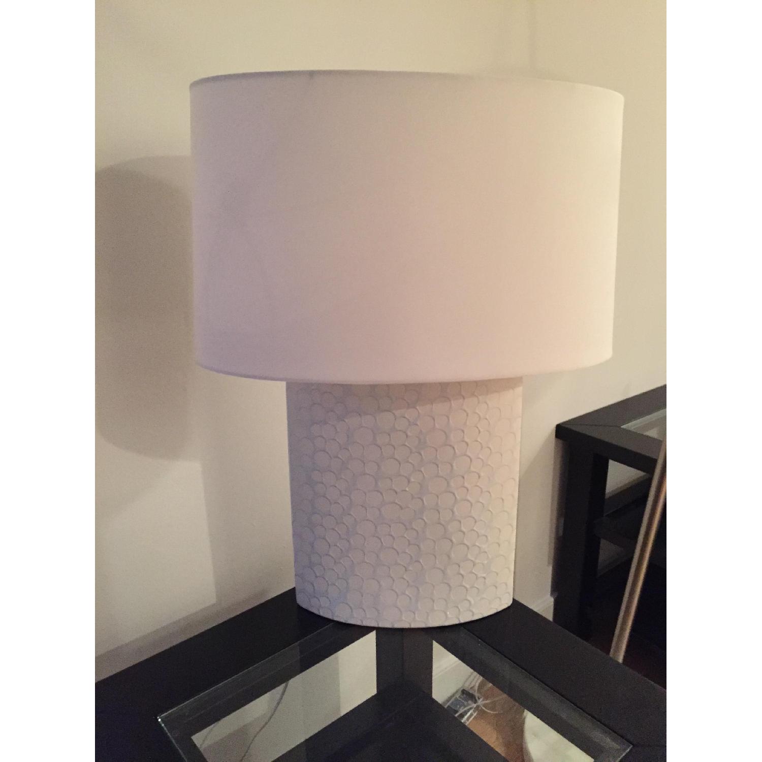 Large White Table Lamps Pair AptDeco