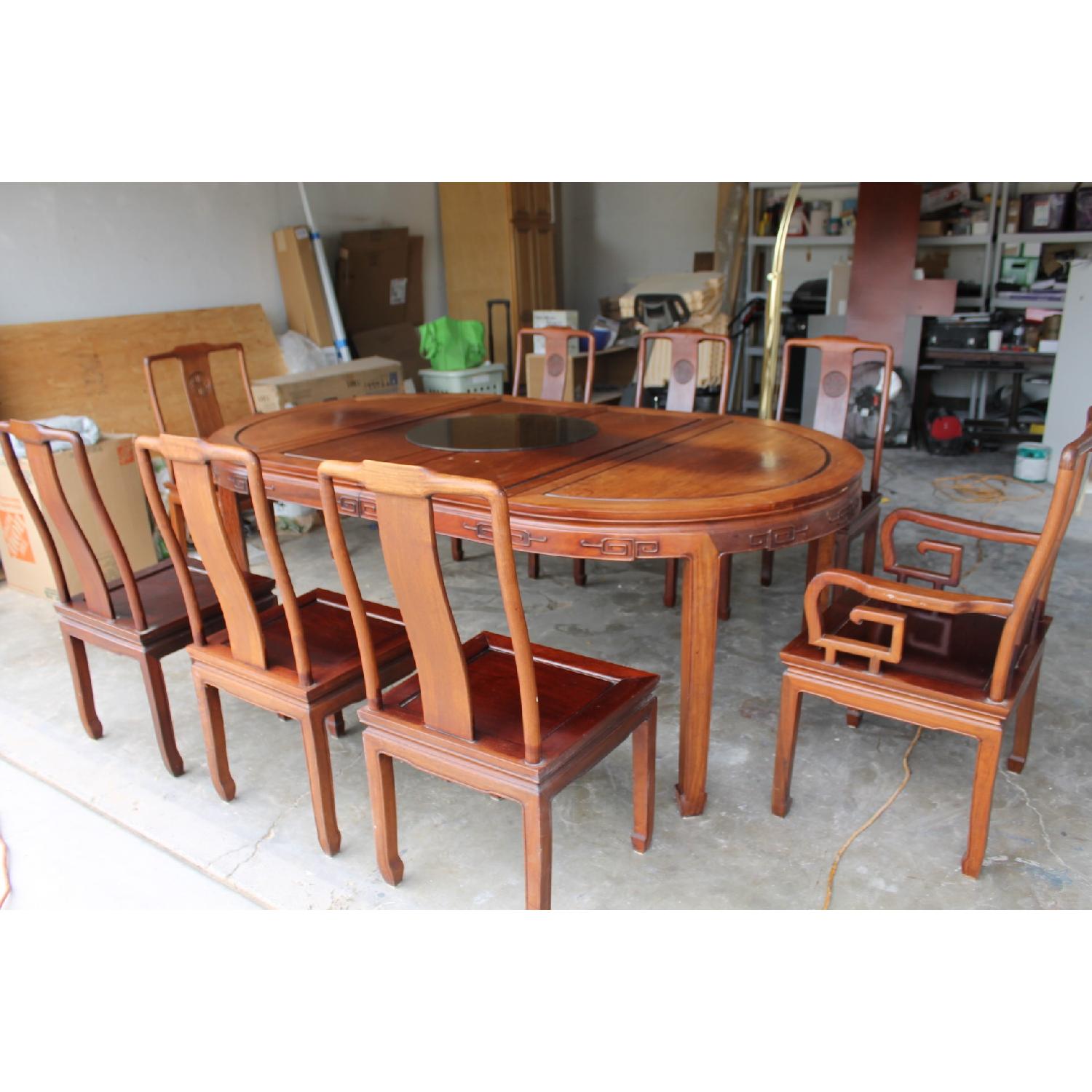 Solid Rosewood Adjustable Dining Table w/ 8 Chairs - image-2