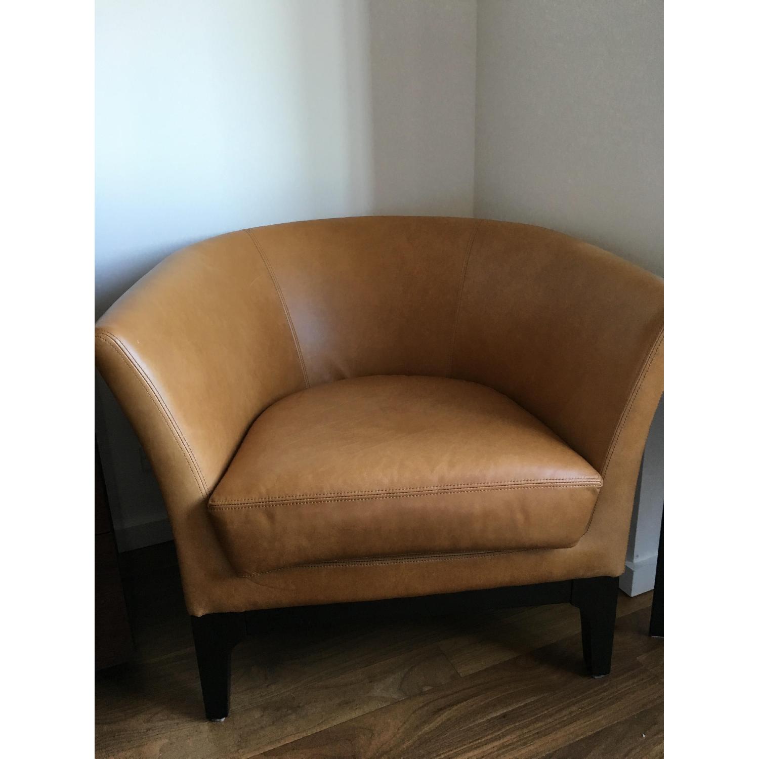 West Elm Tulip Leather Chairs - image-7