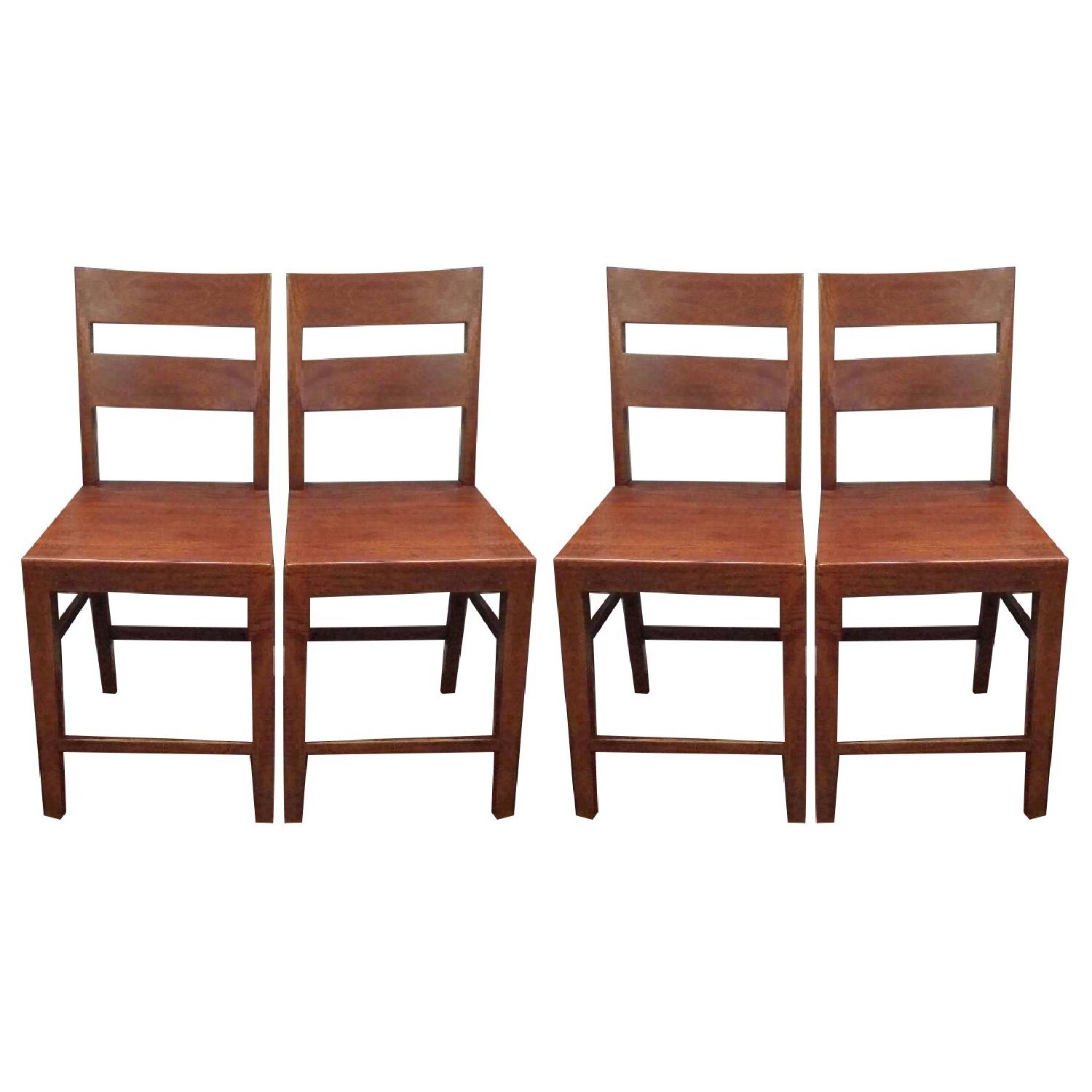 Crate & Barrel Basque Honey Counter Stools - Set of 4 - image-0