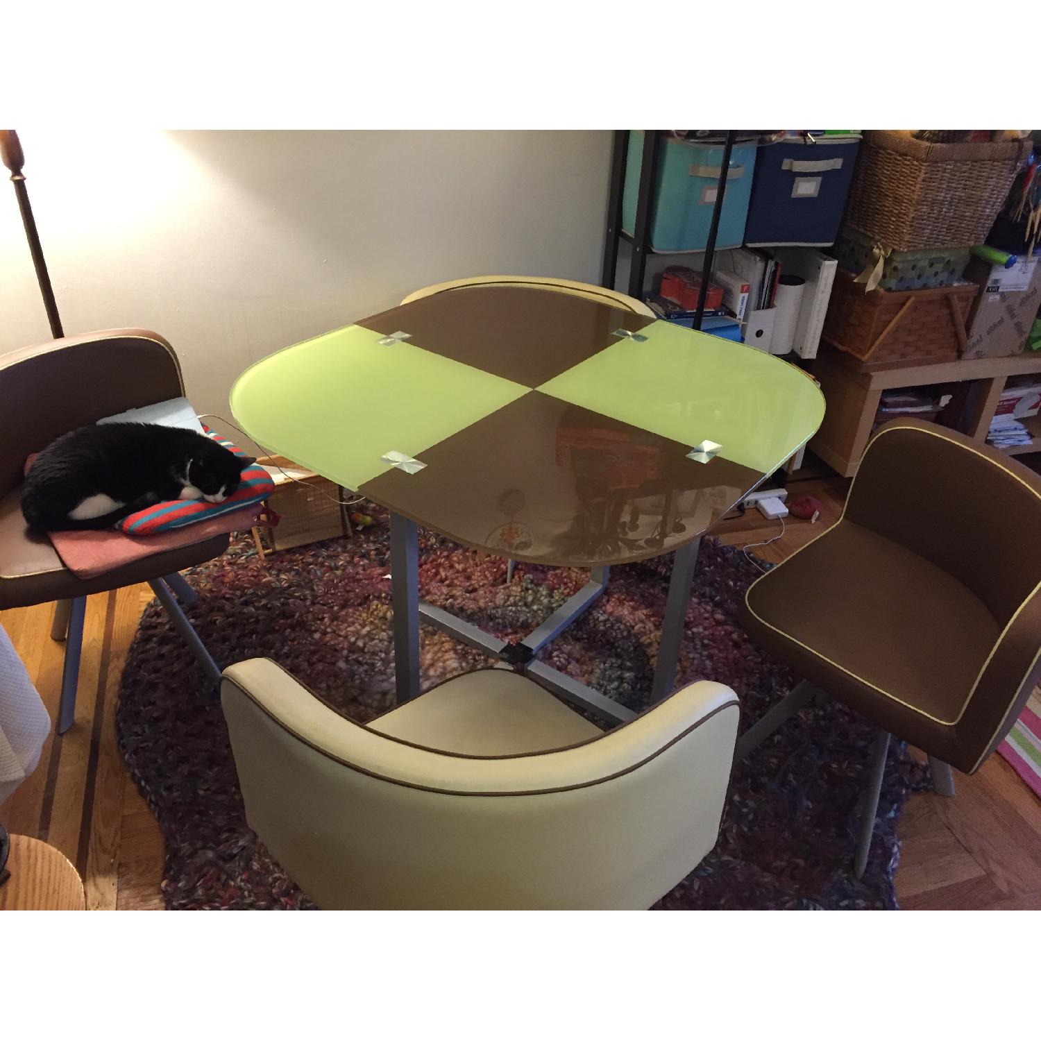 Retro Style Dining Table w/ 4 Chairs - image-1