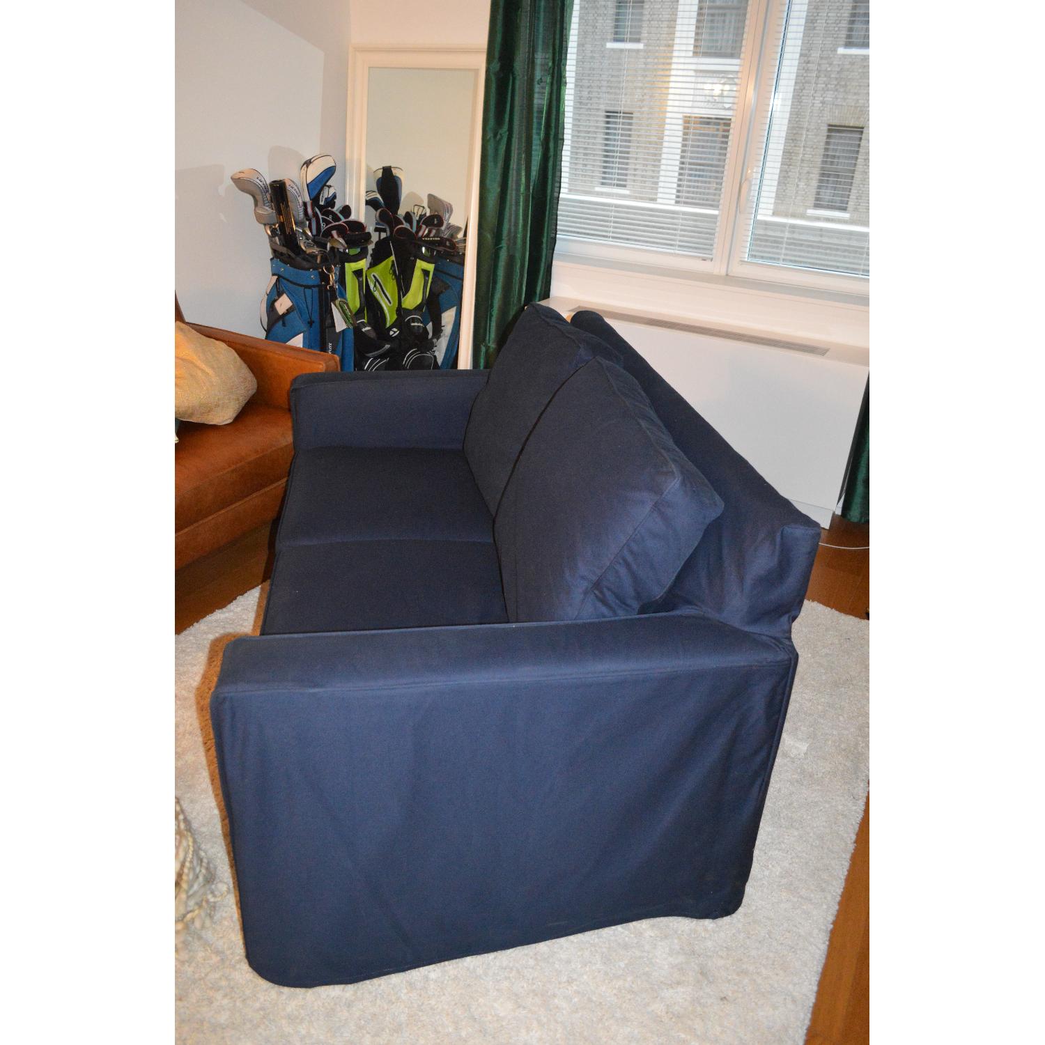 Pottery Barn Twill Cadet Navy Loveseat - image-2