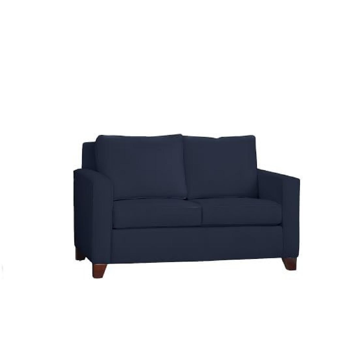 Pottery Barn Twill Cadet Navy Loveseat - image-0