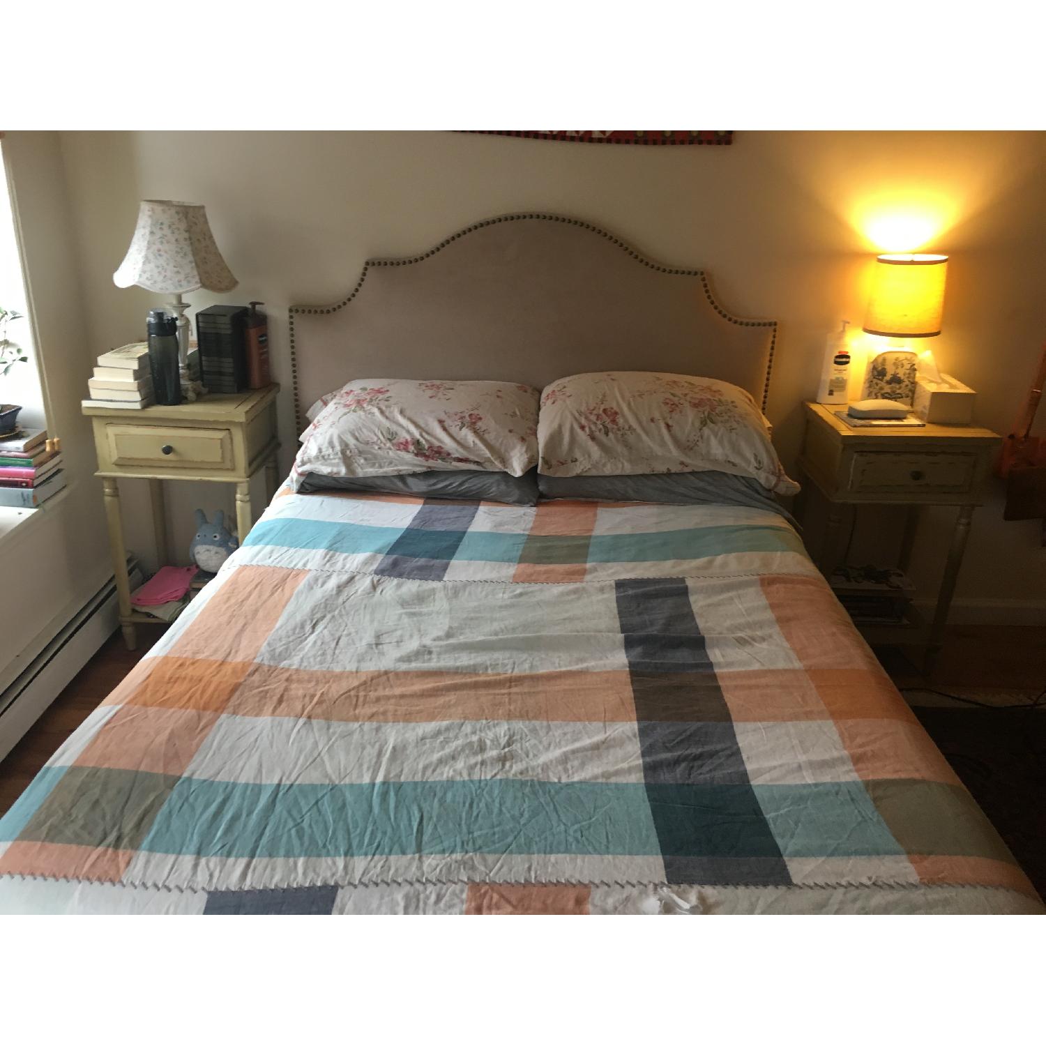 JC Penney Full Size Upholstered Bed Frame w/ Headboard - image-1