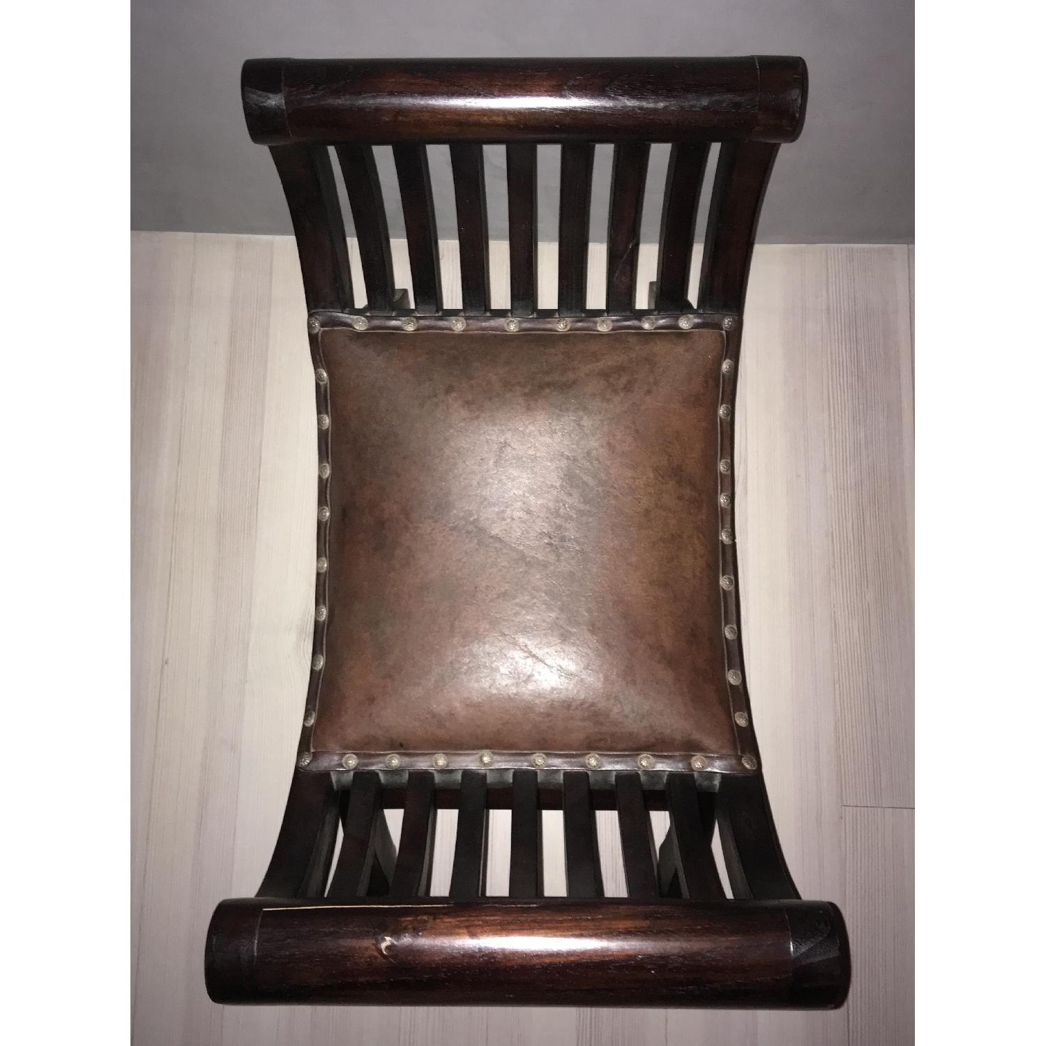 Asian Wood & Leather Bench - image-2