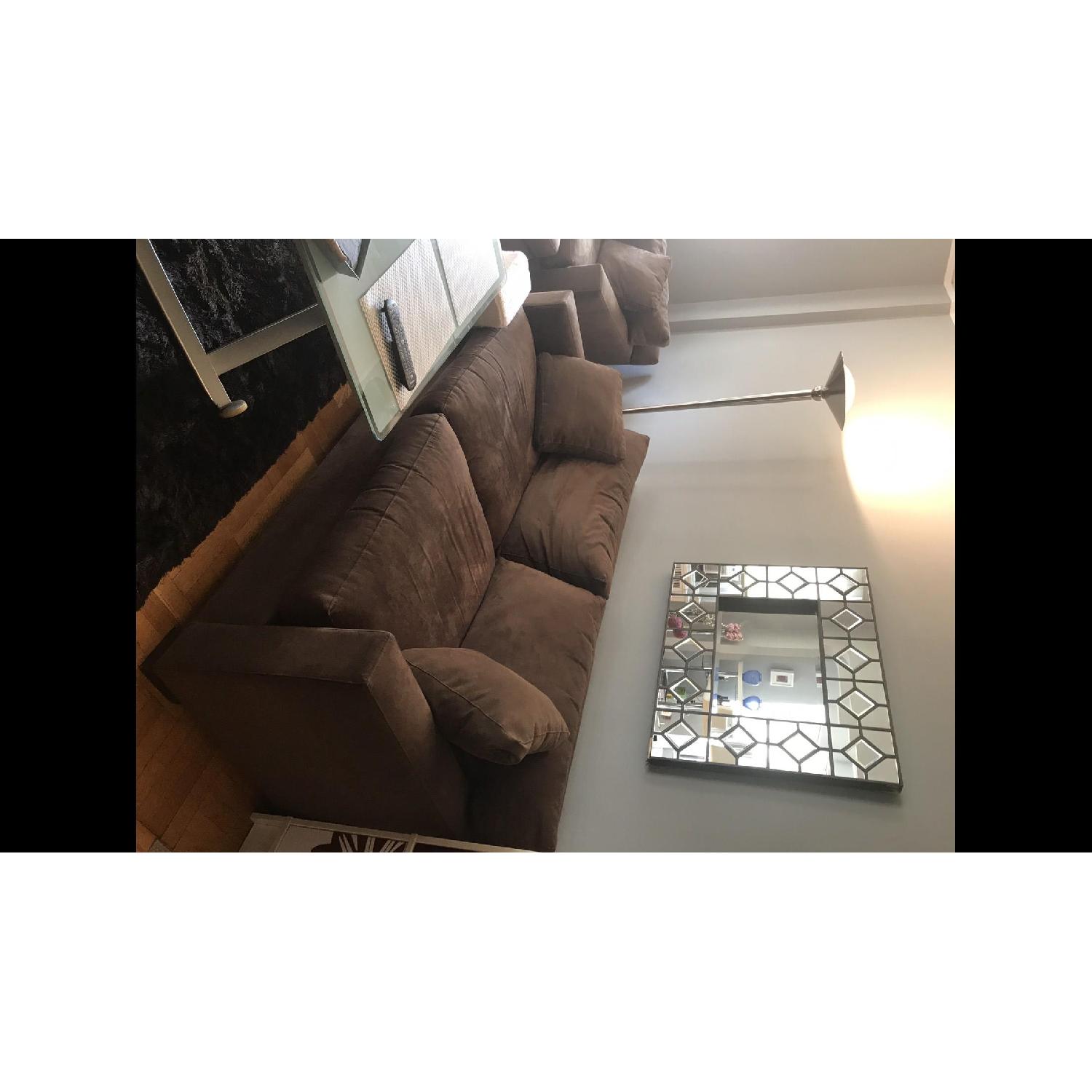 Crate & Barrel Chocolate Brown Sleeper Sofa - image-1