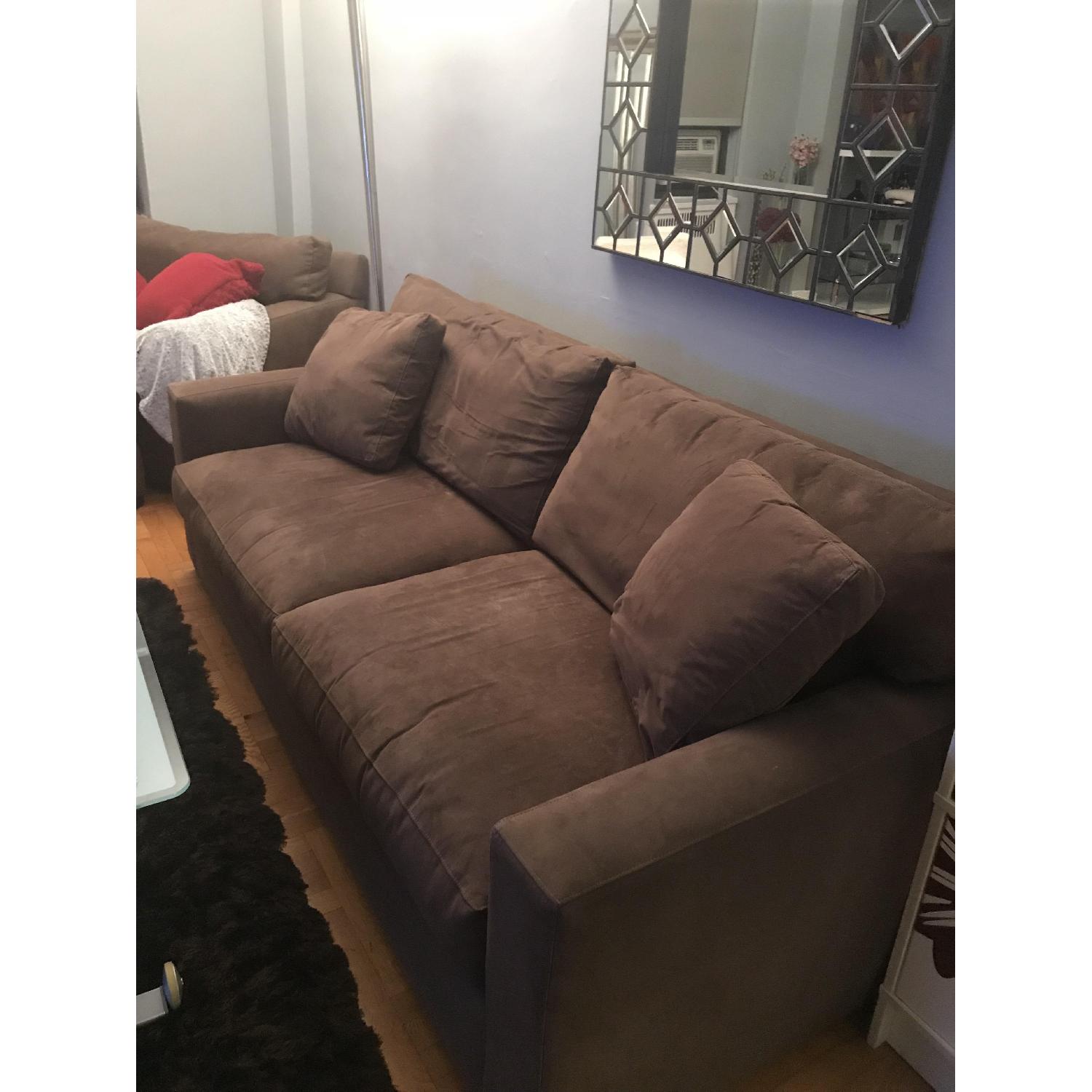Crate & Barrel Chocolate Brown Sleeper Sofa - image-2