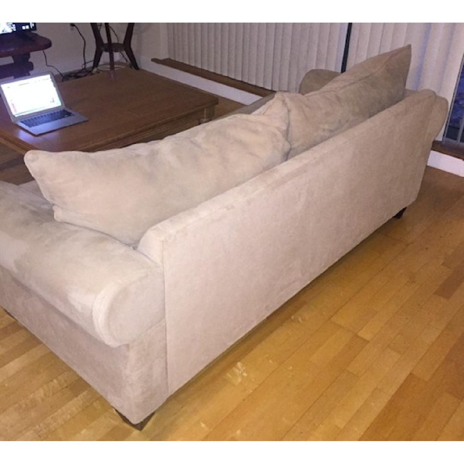 Raymour & Flanigan Microsuede Beige Sofa - image-2