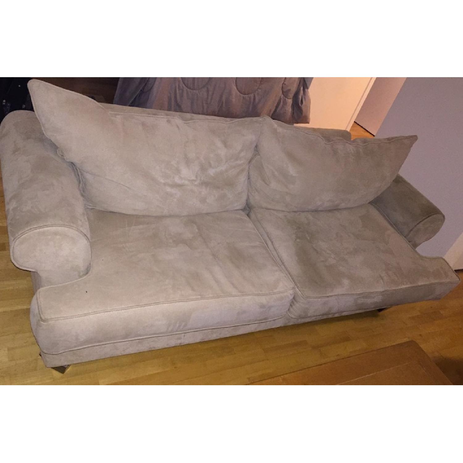 Raymour & Flanigan Microsuede Beige Sofa - image-3