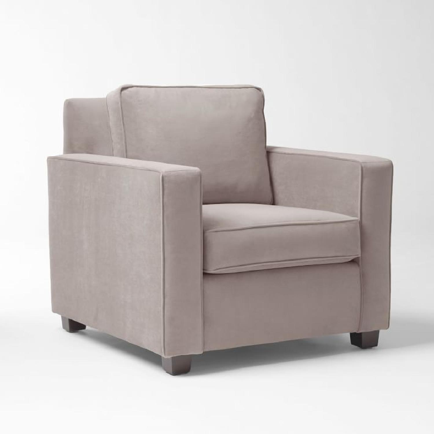 West Elm Henry Armchair in Grey Velvet AptDeco