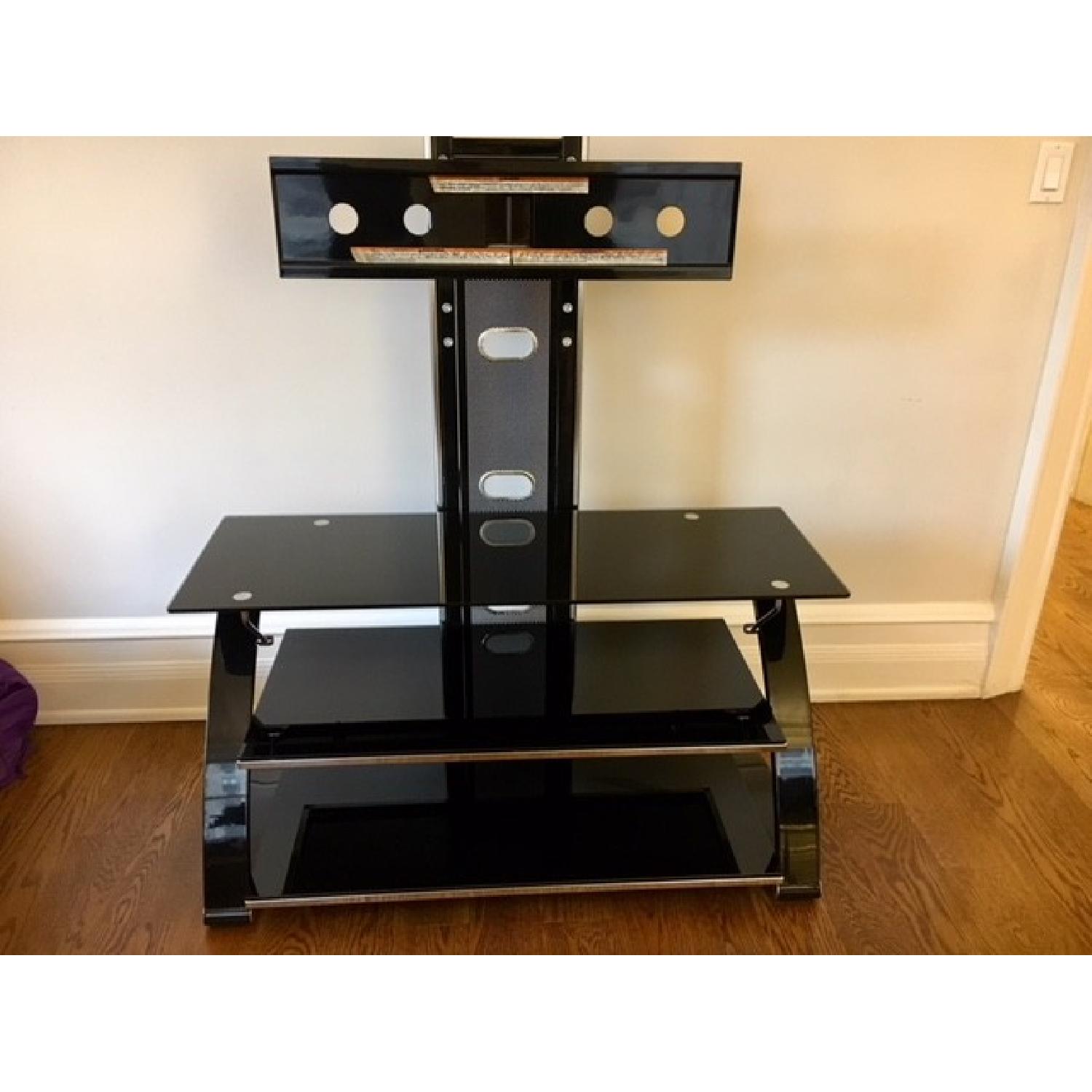 Modern Black Glass TV Stand - image-1