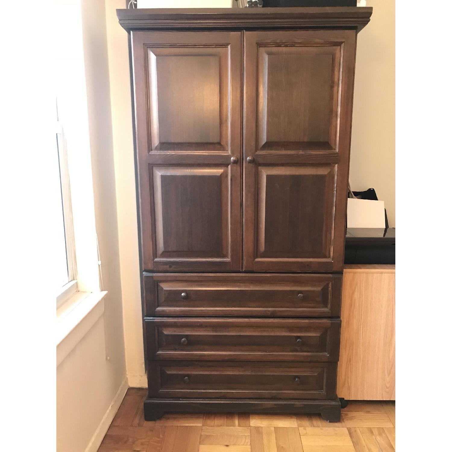 Gothic Craft Armoire w/ Hanging Rod & 3 Drawers AptDeco