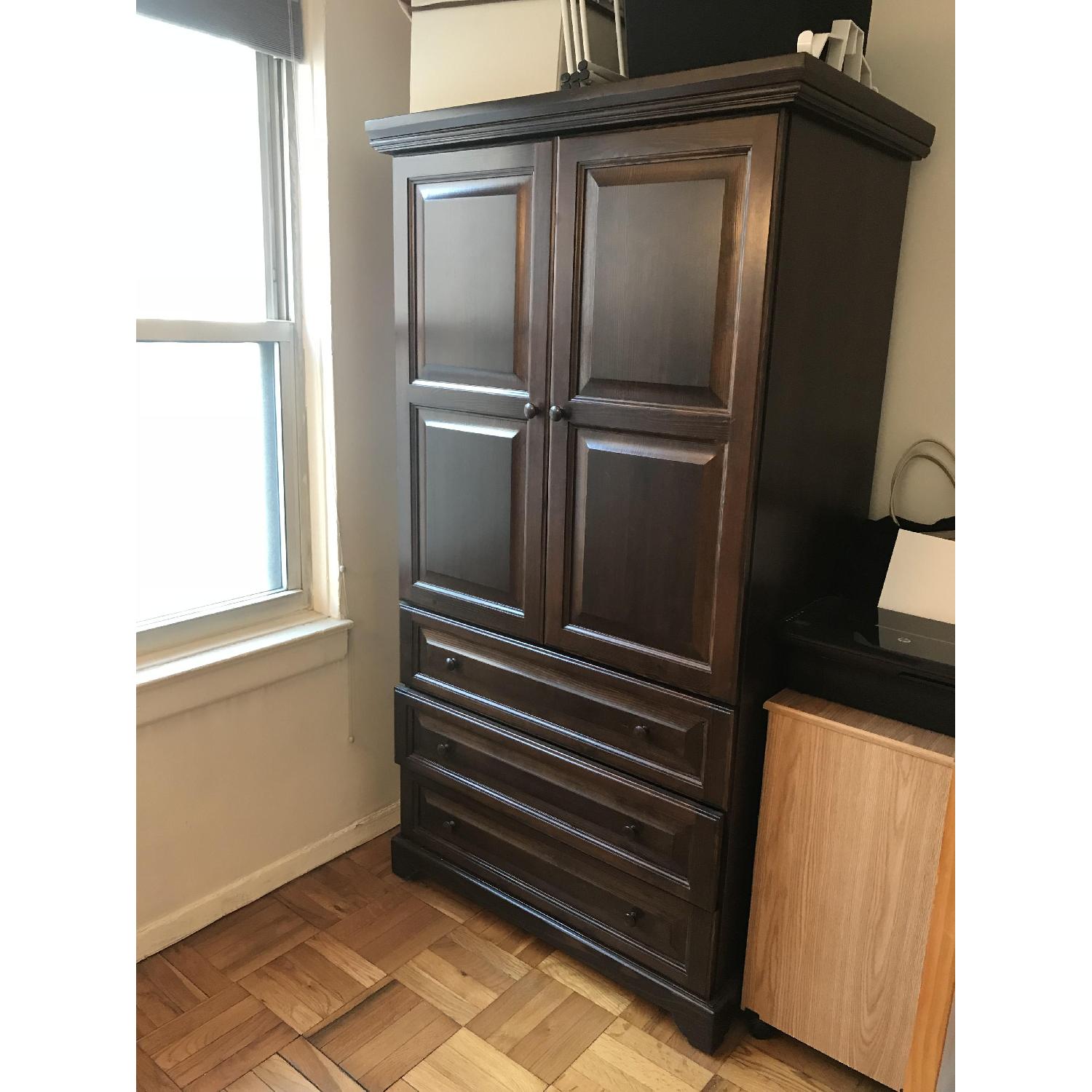 Gothic Craft Armoire w/ Hanging Rod & 3 Drawers AptDeco