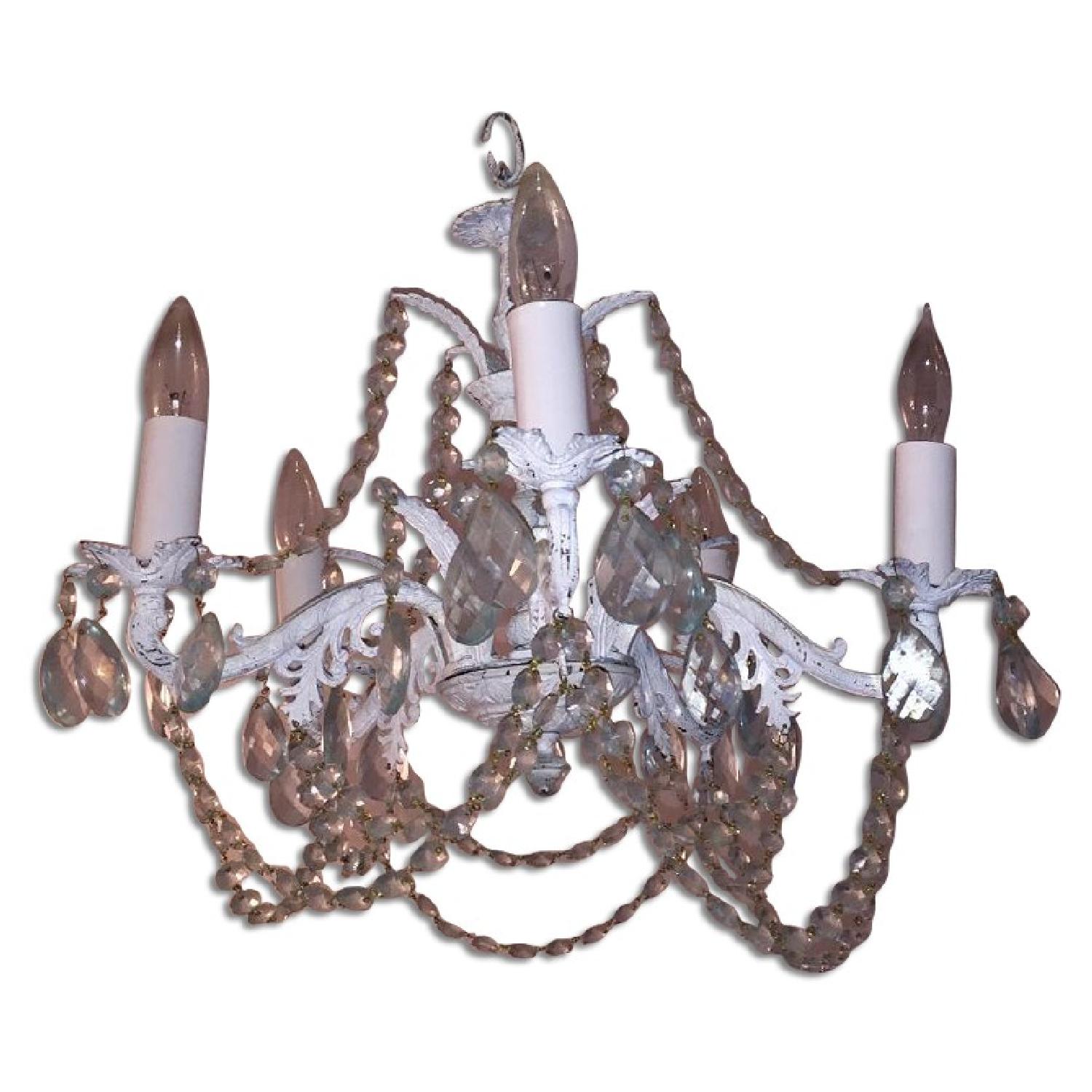 Light Blue Chandelier w/ Light Blue Crystals - image-0
