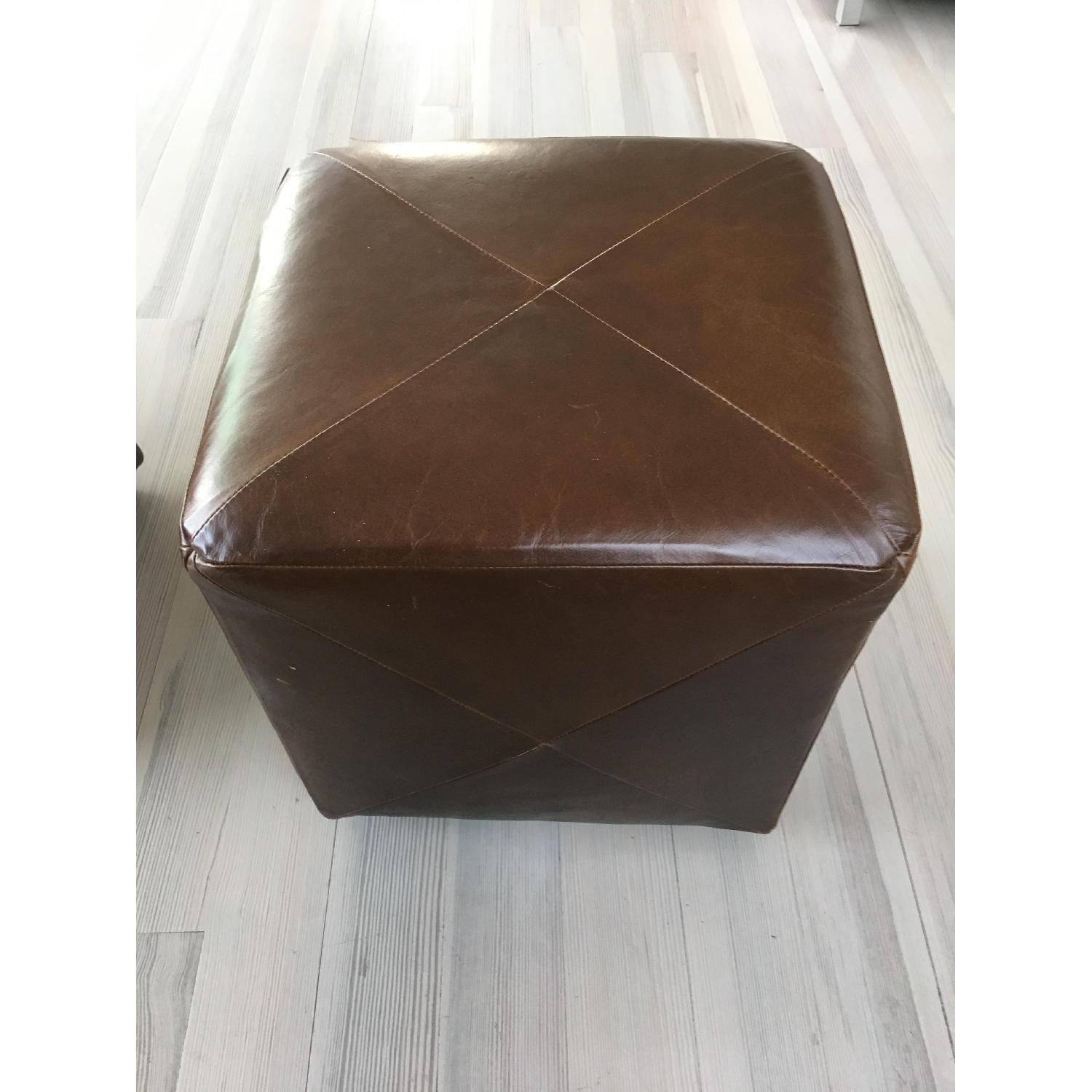 Crate & Barrel Leather Cube Ottoman - image-2