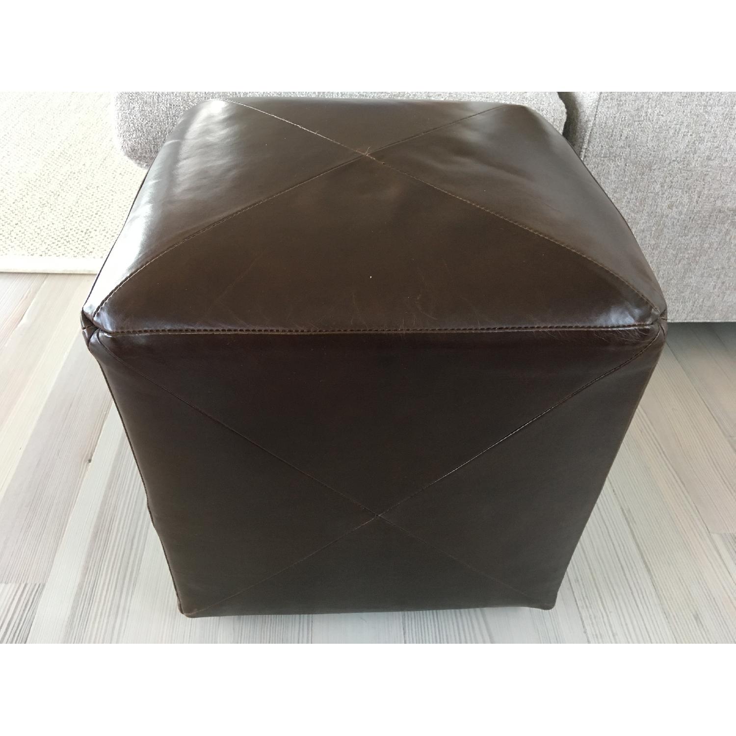 Crate & Barrel Leather Cube Ottoman - image-3