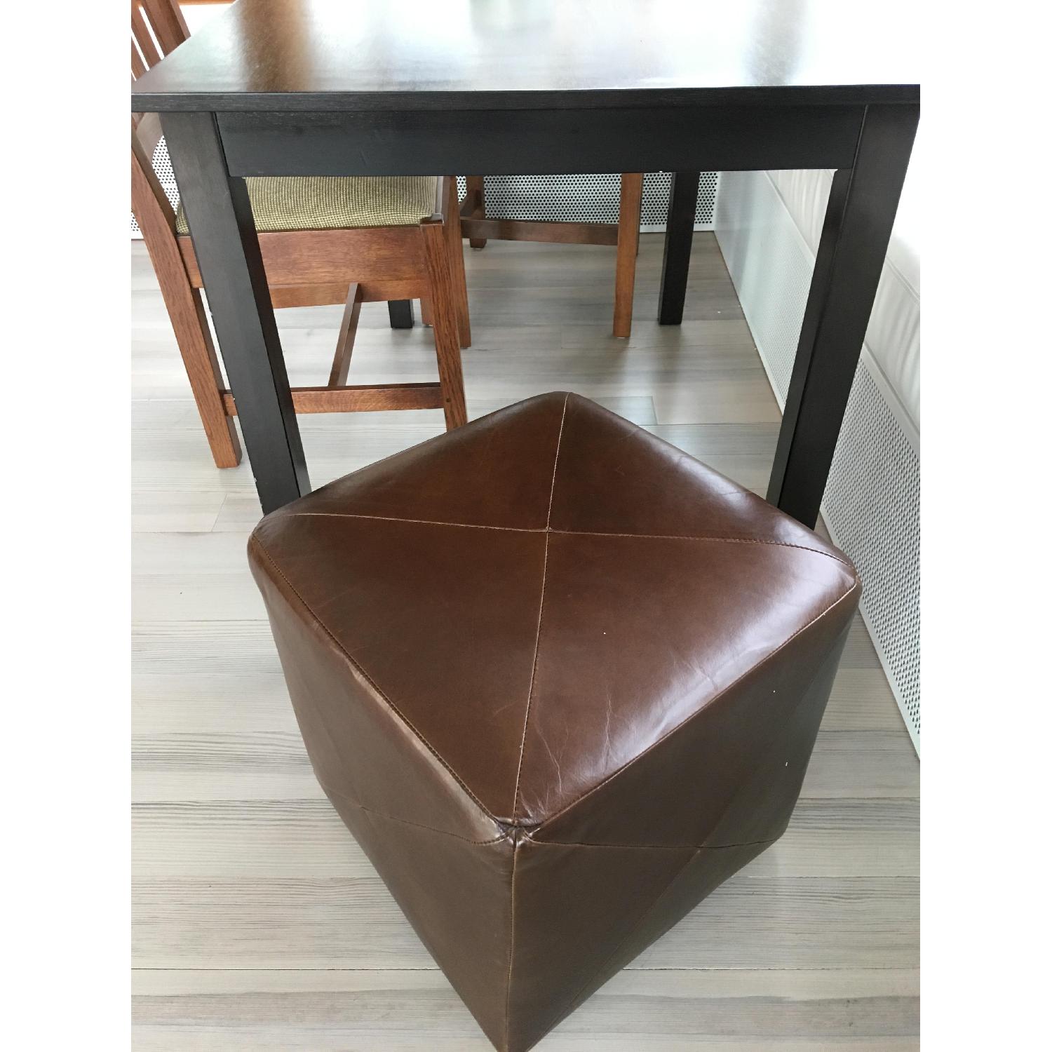 Crate & Barrel Leather Cube Ottoman - image-4