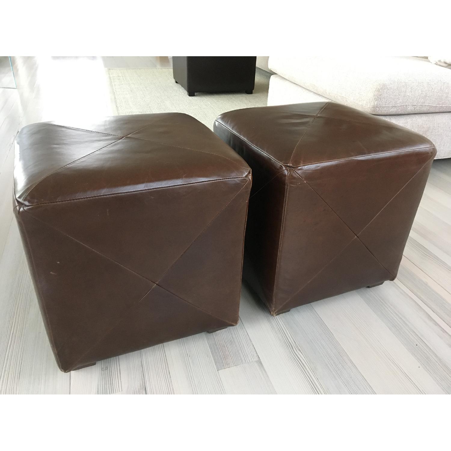 Crate & Barrel Leather Cube Ottoman - image-5