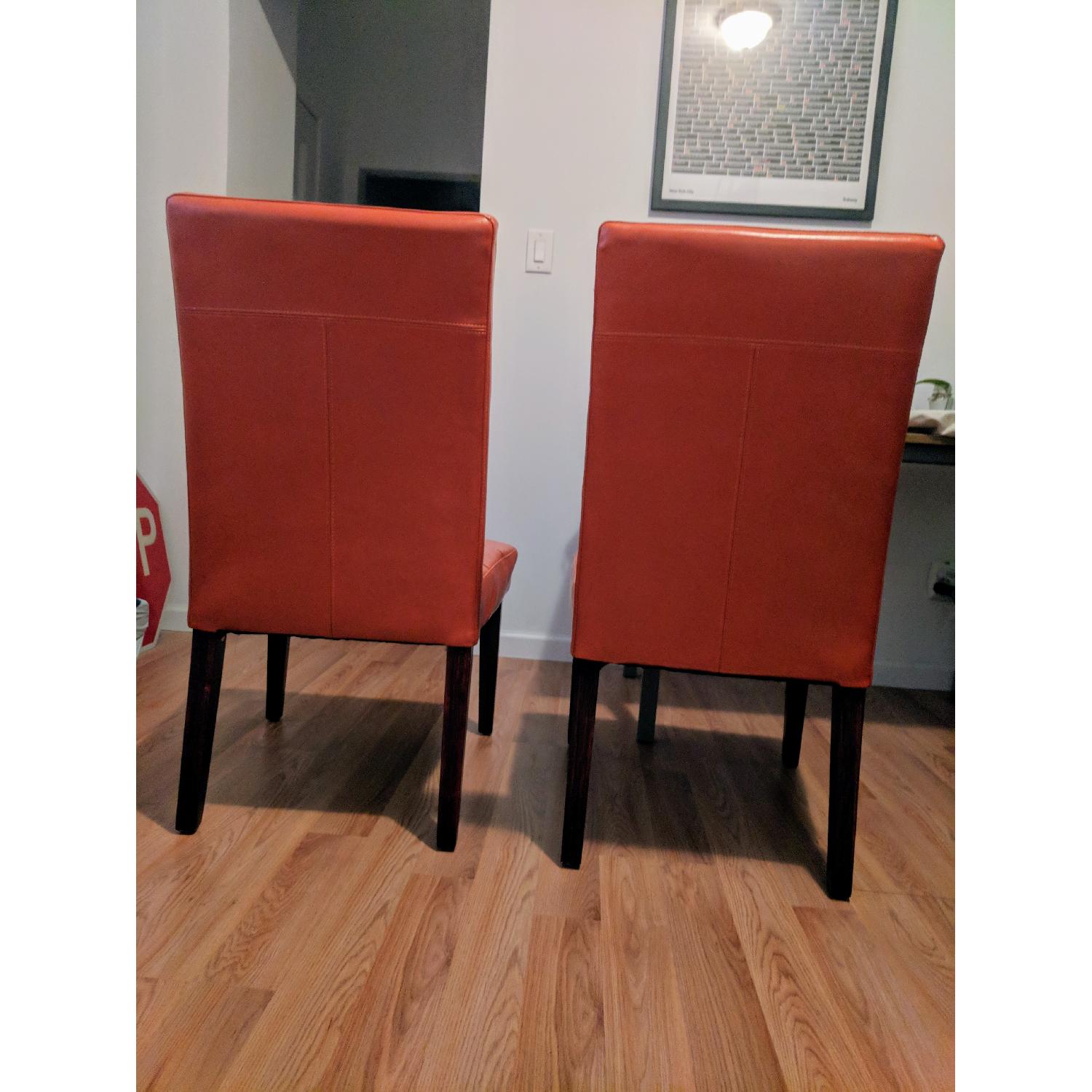 Cambridge Tufted Orange Faux Leather Dining Chair - AptDeco