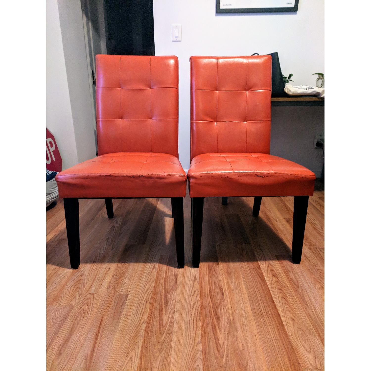 Cambridge Tufted Orange Faux Leather Dining Chair AptDeco