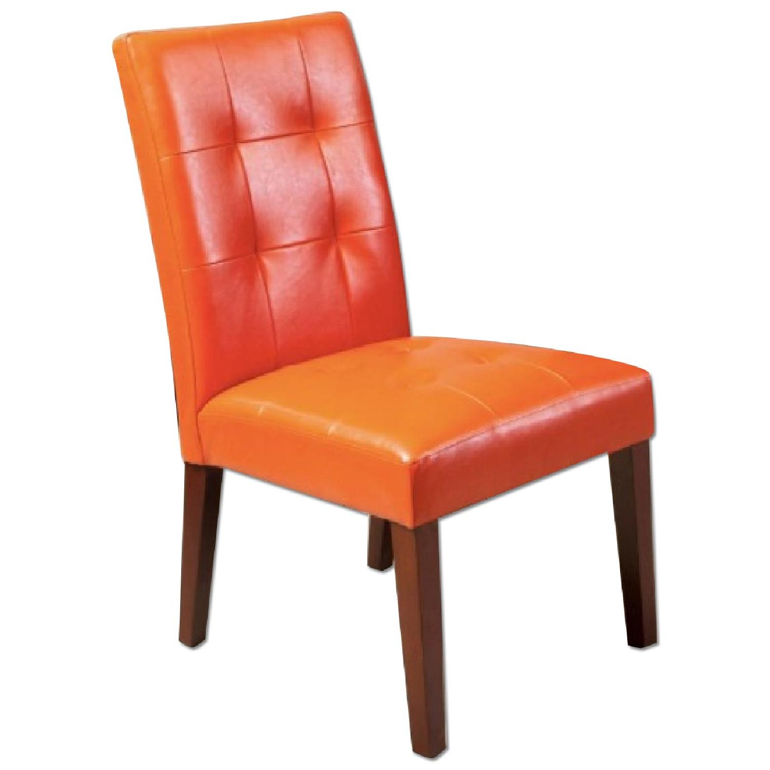 Cambridge Tufted Orange Faux Leather Dining Chair - AptDeco