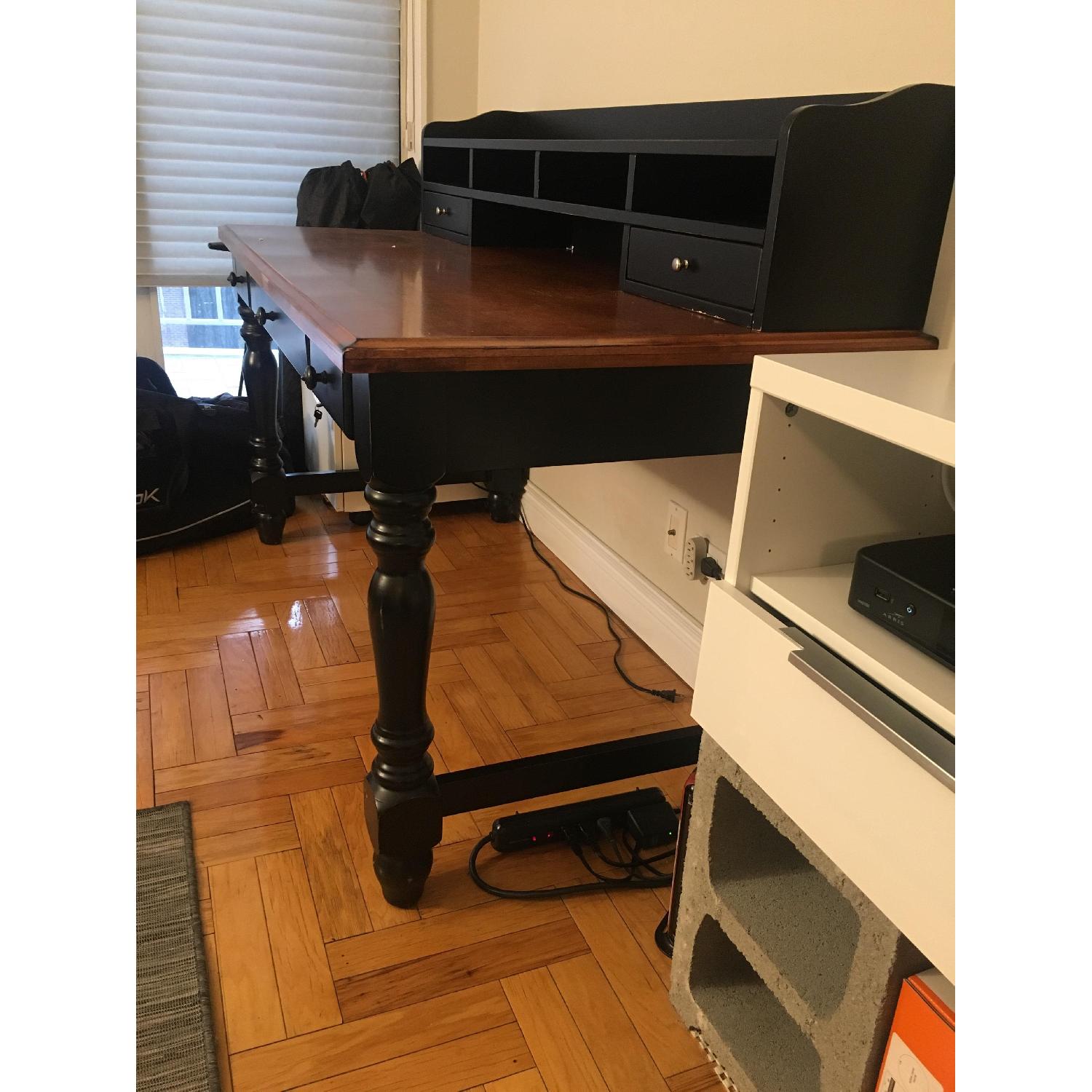 Black & Dark Brown Desk w/ Hutch - image-3