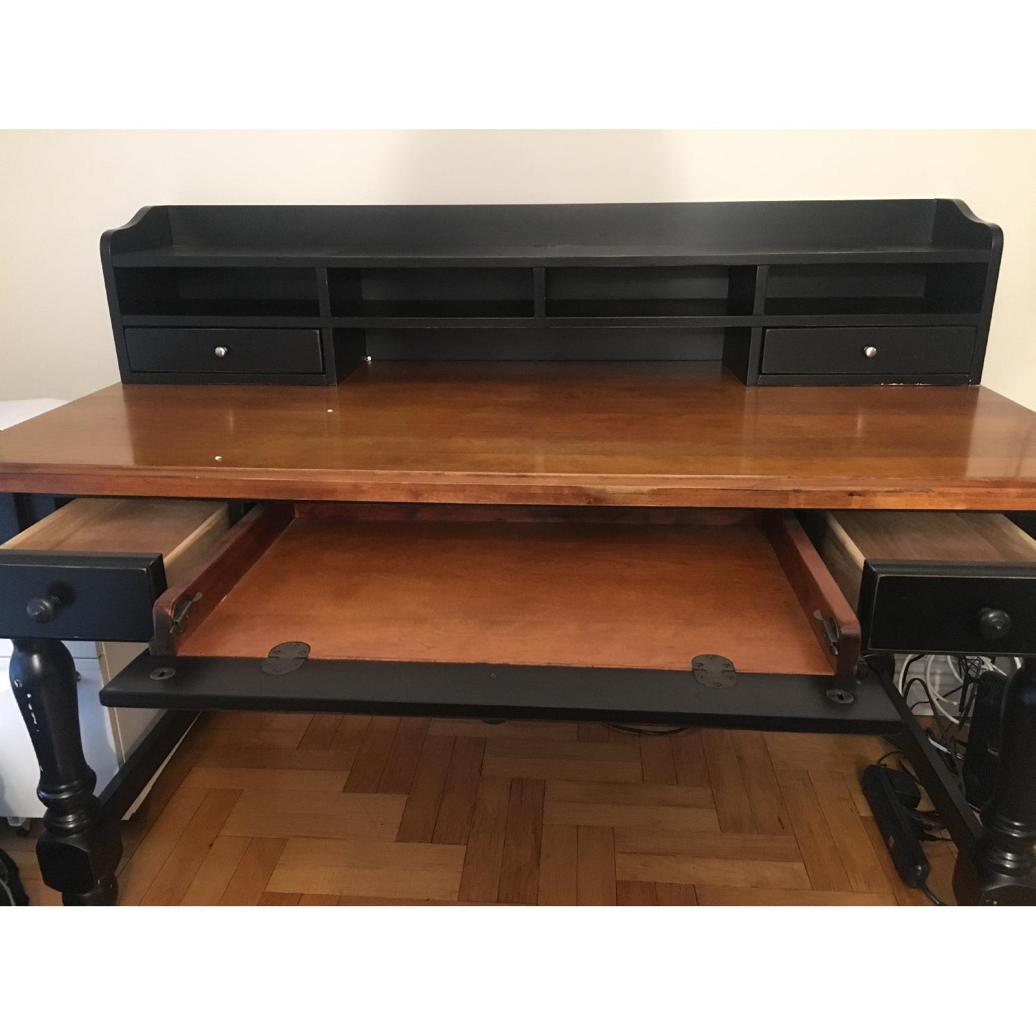 Black & Dark Brown Desk w/ Hutch - image-4