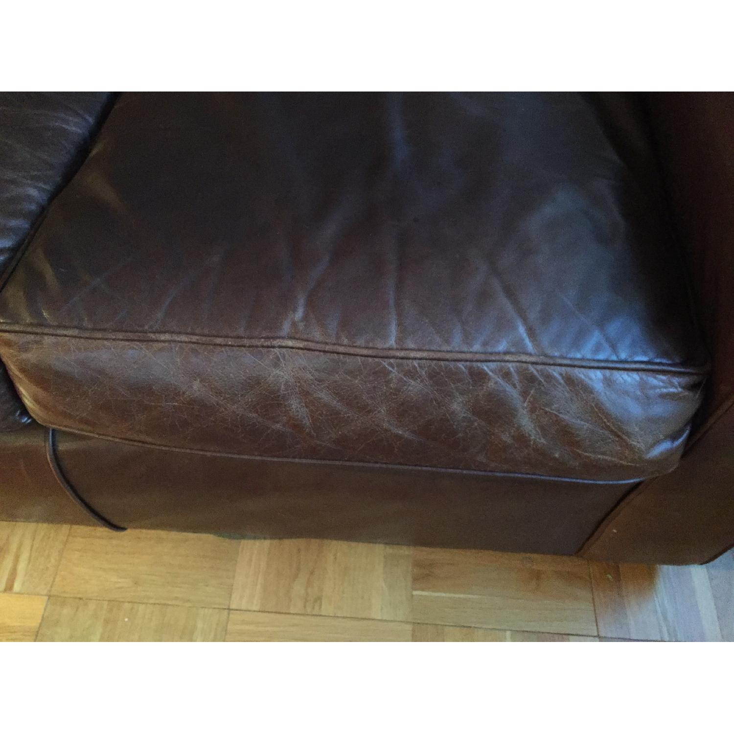 Restoration Hardware Dark Brown Leather 3 Seater Couch - image-5