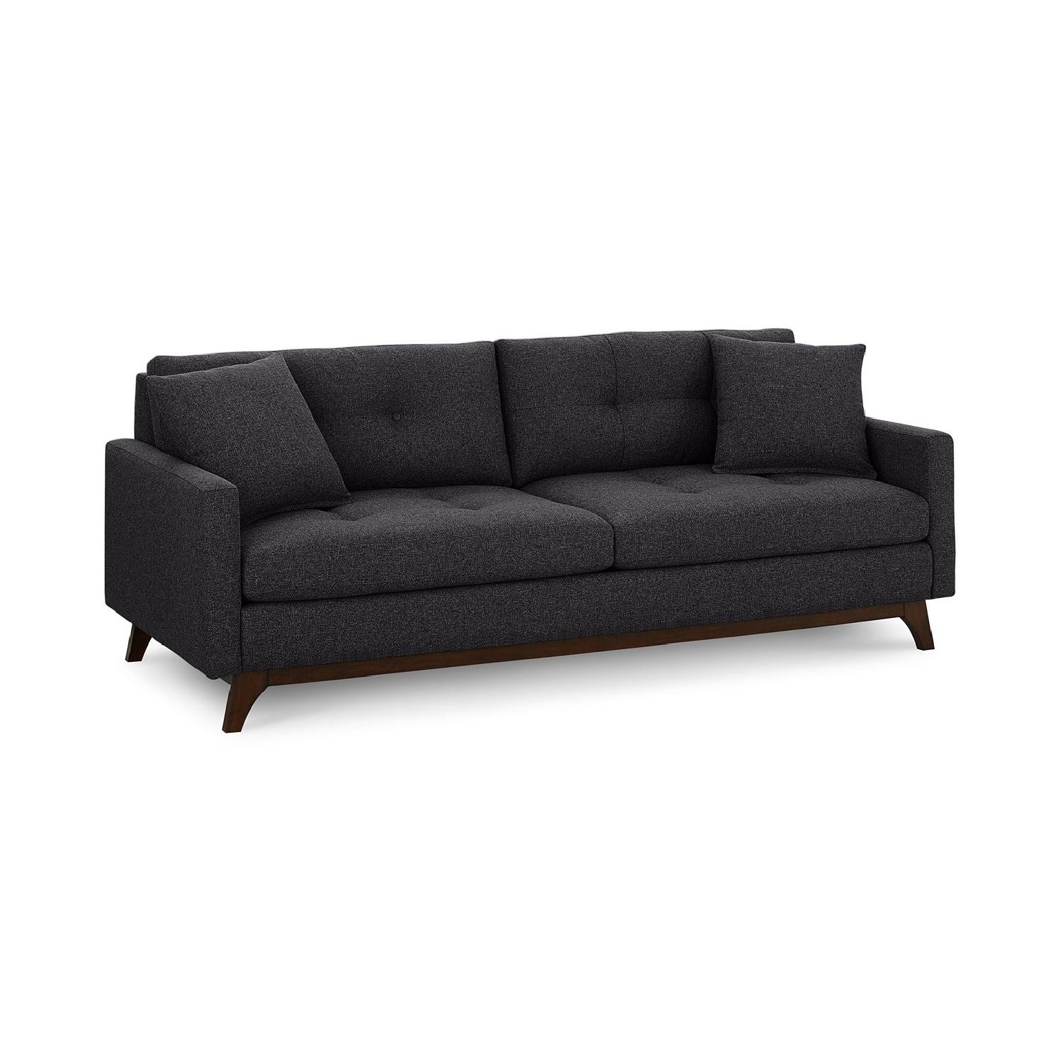 Macy's Dark Grey Mid-Century Style Sofa - image-0