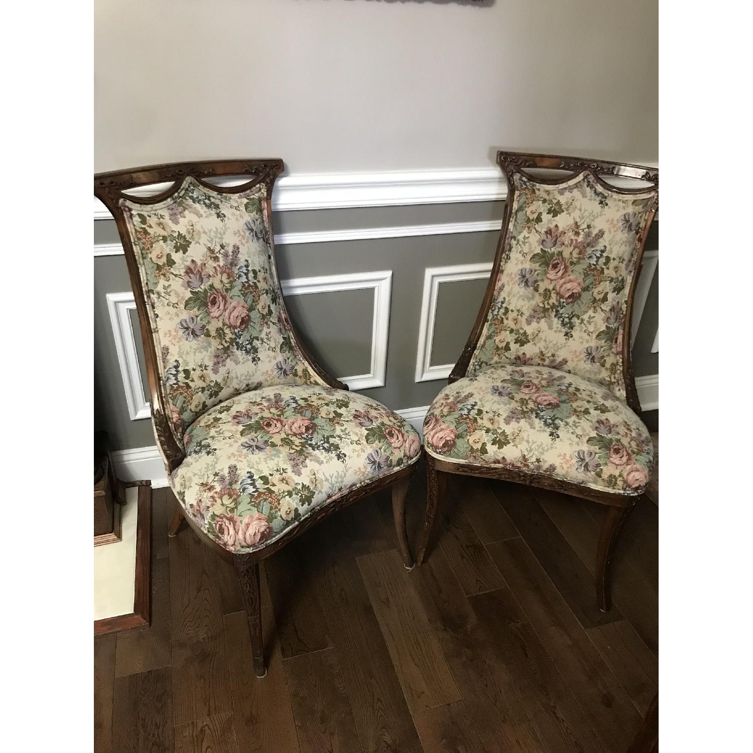 Victorian-Style Walnut Bow & Ribbon Parlor Chair - image-1