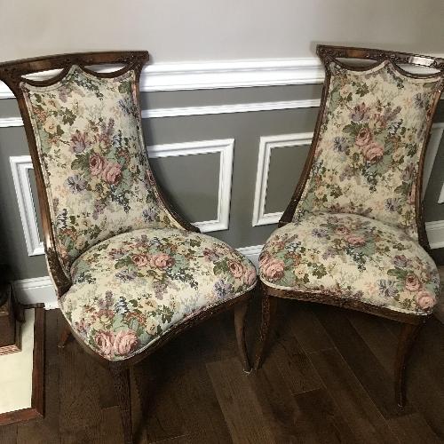 Used Victorian-Style Walnut Bow & Ribbon Parlor Chair for sale on AptDeco