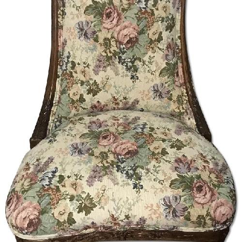 Used Victorian-Style Walnut Bow & Ribbon Parlor Chair for sale on AptDeco