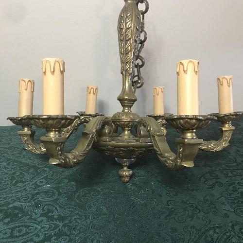 Used Antique French Five-Arm Solid Bronze Chandelier for sale on AptDeco