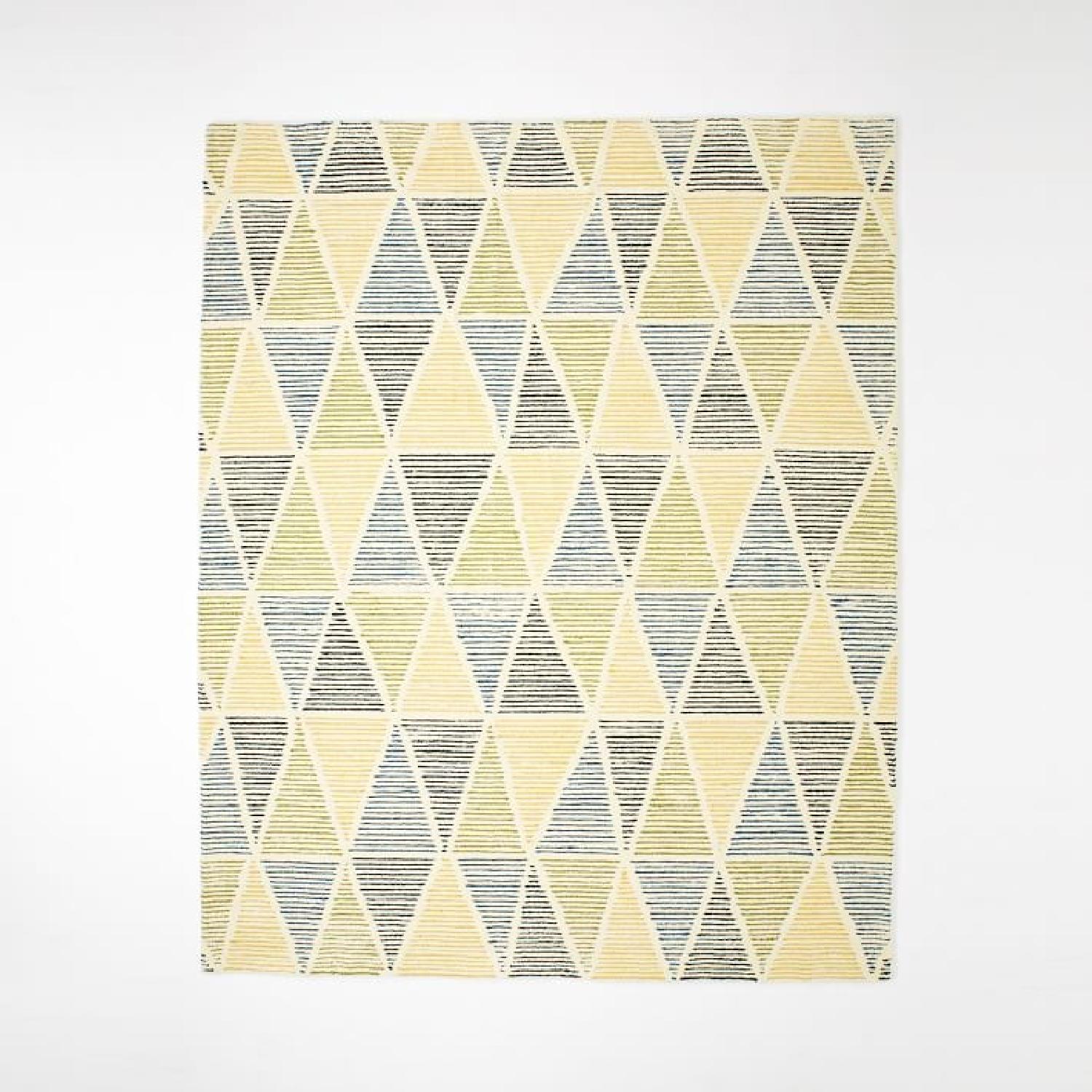 West Elm Dotted Triangles Blue Lagoon Wool Rug - image-0