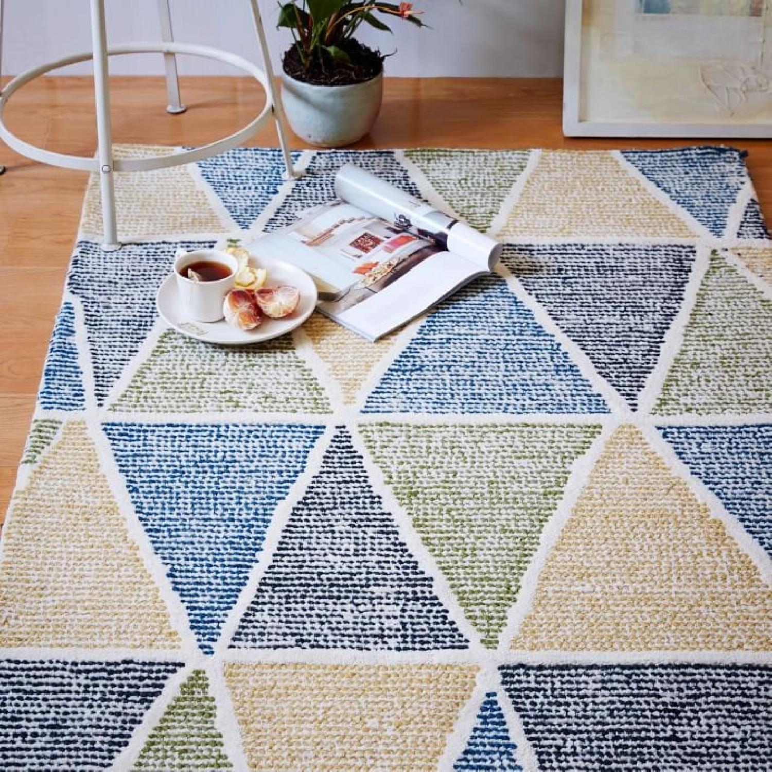 West Elm Dotted Triangles Blue Lagoon Wool Rug - image-4