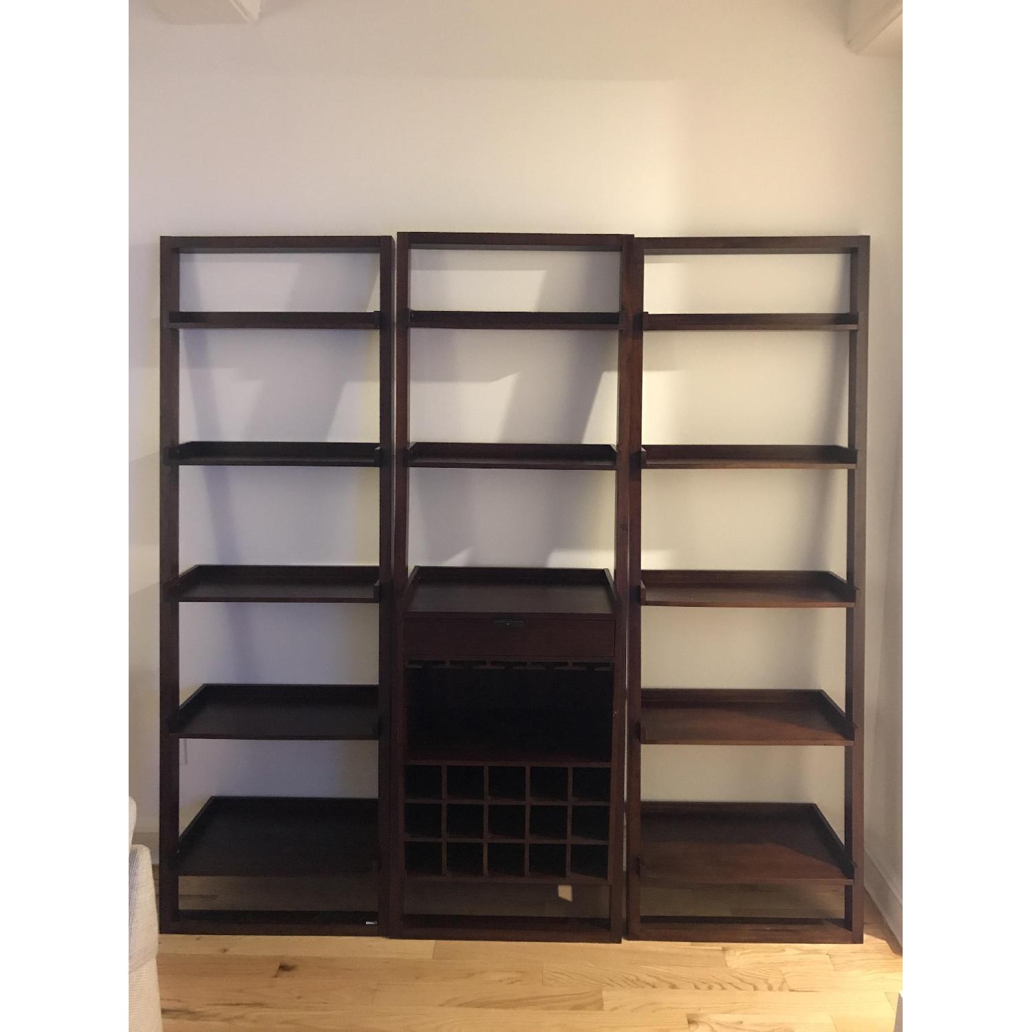Crate & Barrel Sloane Leaning Shelves w/ Wine Bar - image-1