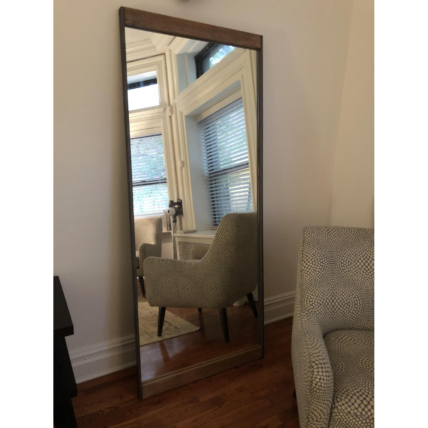 West Elm Industrial Metal + Wood Floor Mirror AptDeco