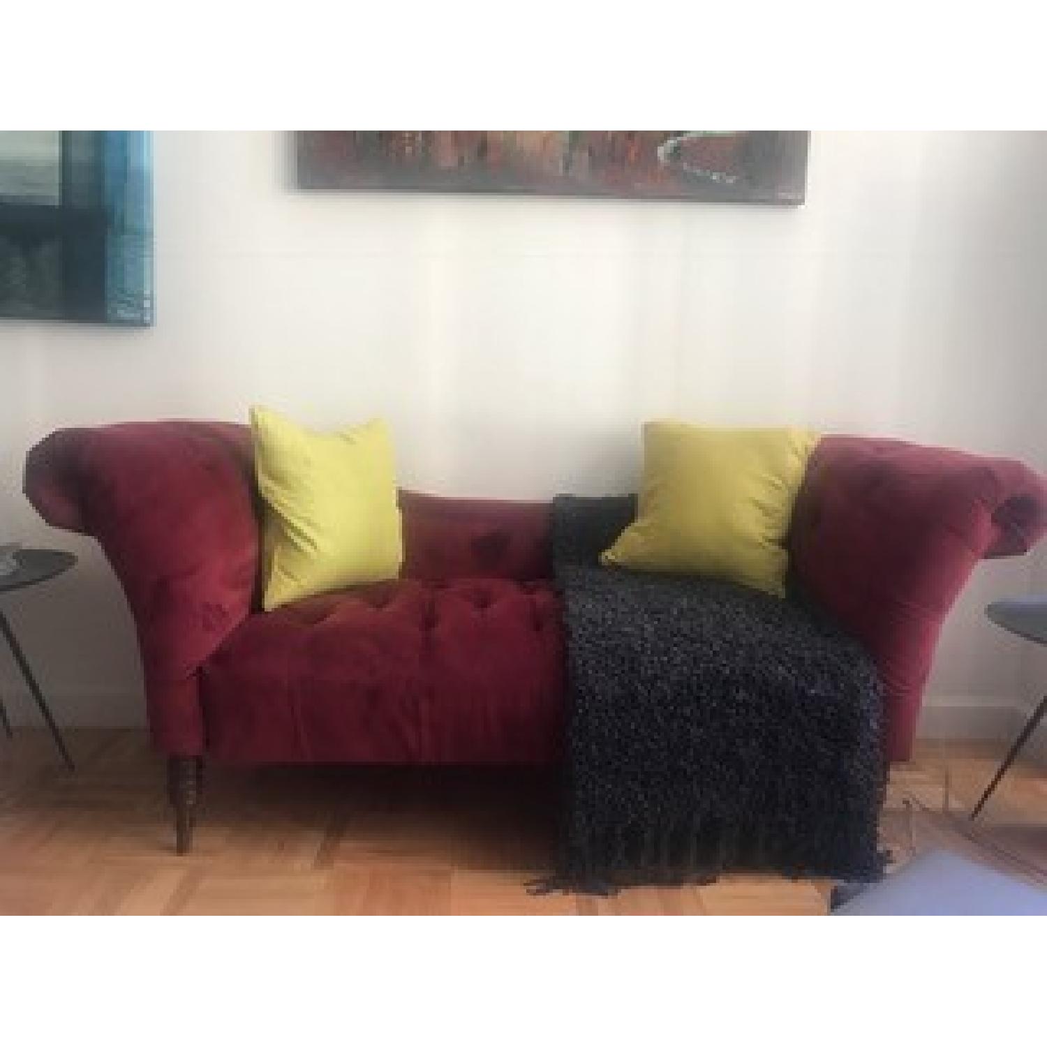 Berry Suede Chaise Lounge - image-1