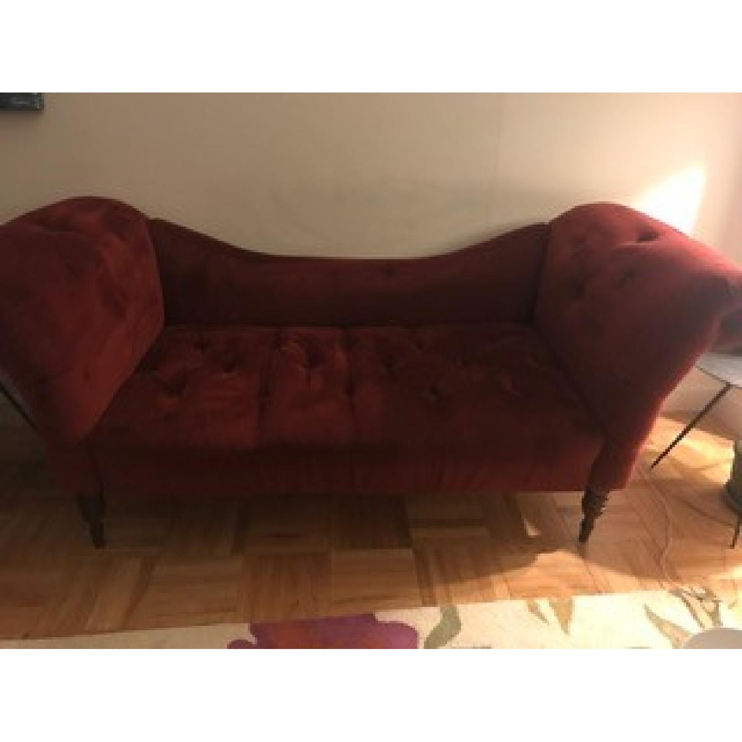 Berry Suede Chaise Lounge - image-2