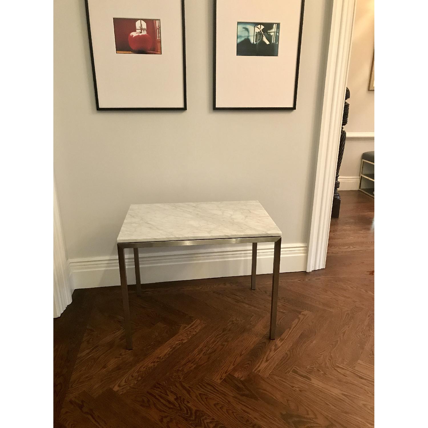 Room & Board Portica End Table w/ White Venatino Marble Top - image-2
