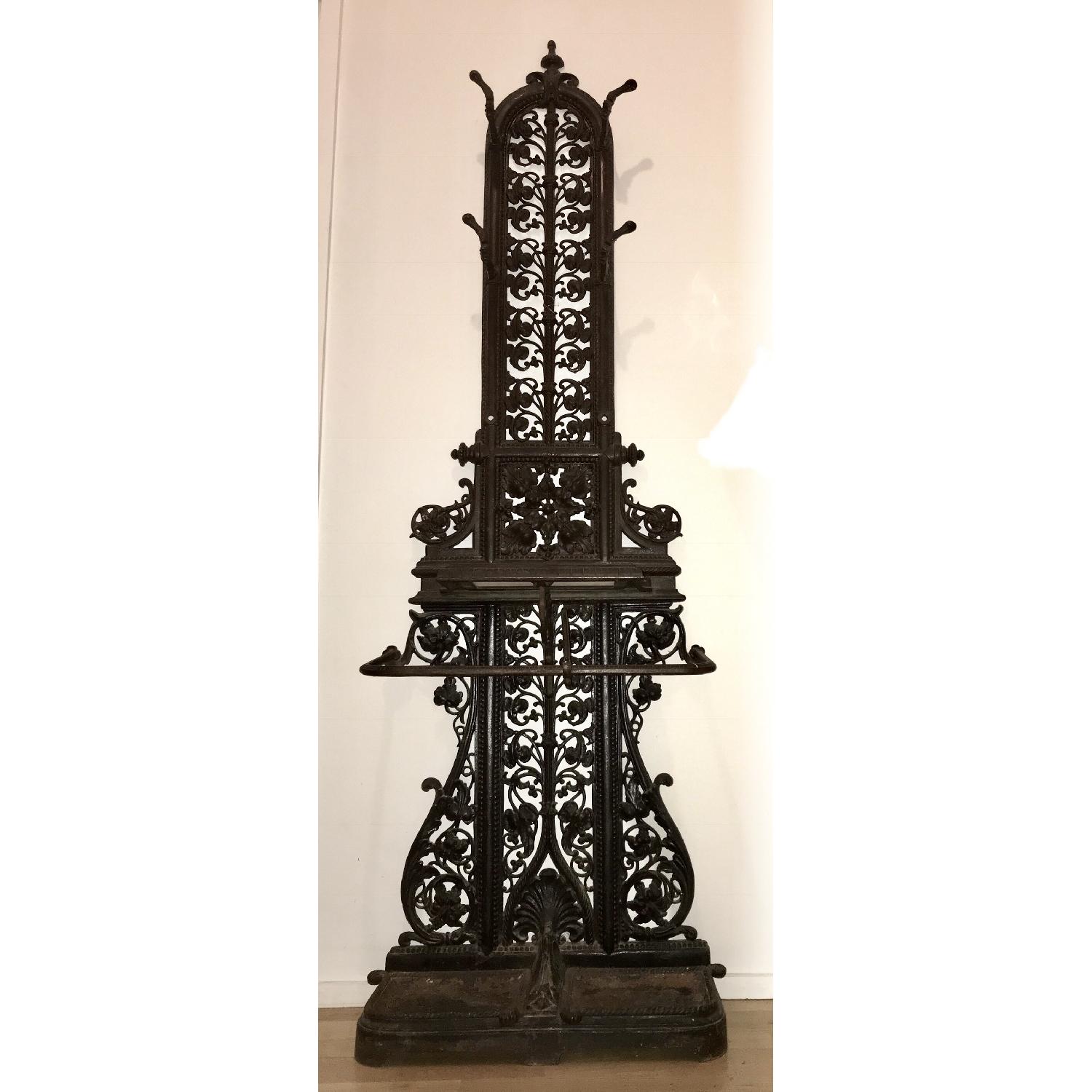 Vintage Cast Iron Hall Tree/Coat Rack - image-1