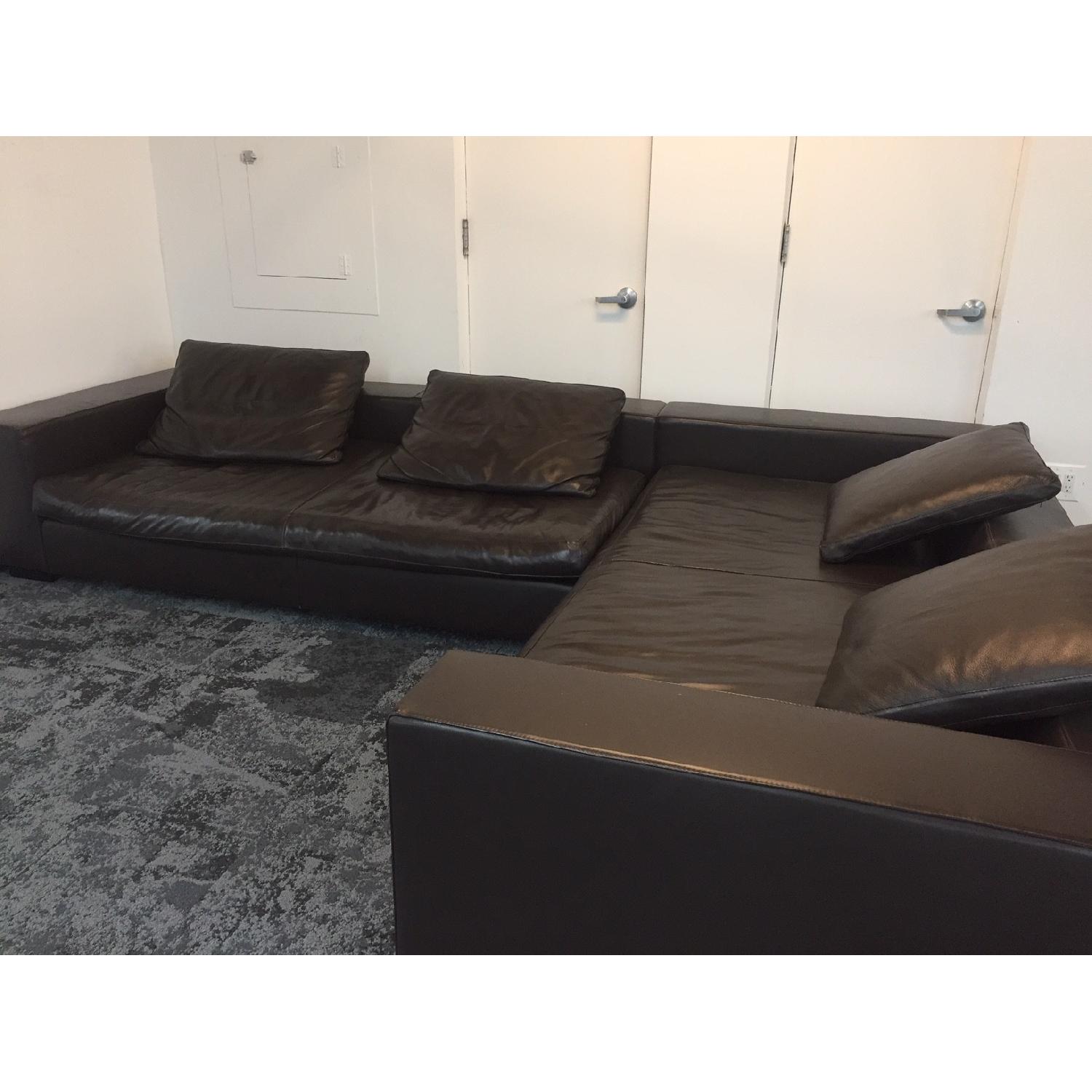 Black Leather 3 Piece Sectional Sofa - image-2