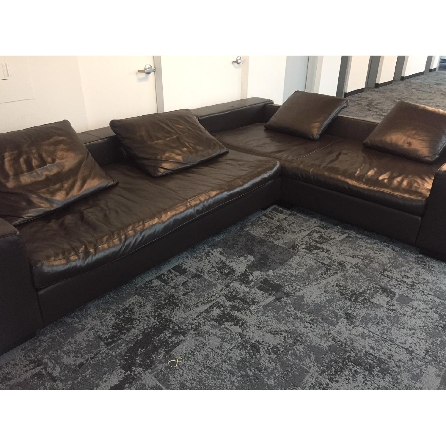 Black Leather 3 Piece Sectional Sofa - image-3