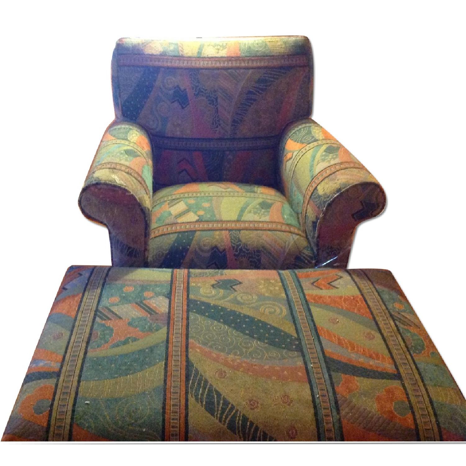 Macy's Ethnic Print Chair & Ottoman AptDeco